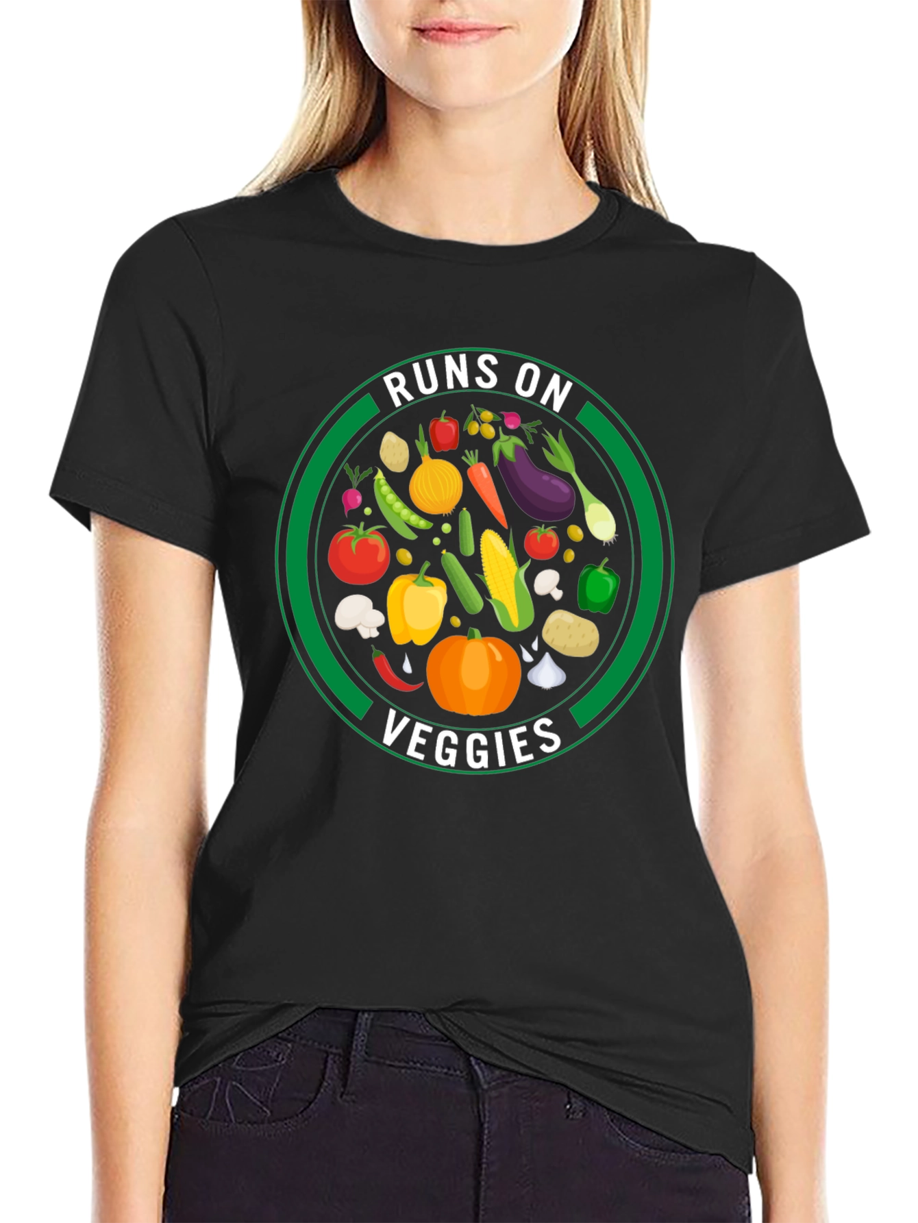 Runs on Veggies Graphic T-Shirt - Vegan Lifestyle