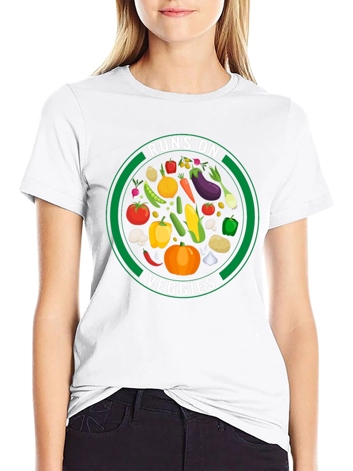 Runs on Veggies Graphic T-Shirt - Vegan Lifestyle