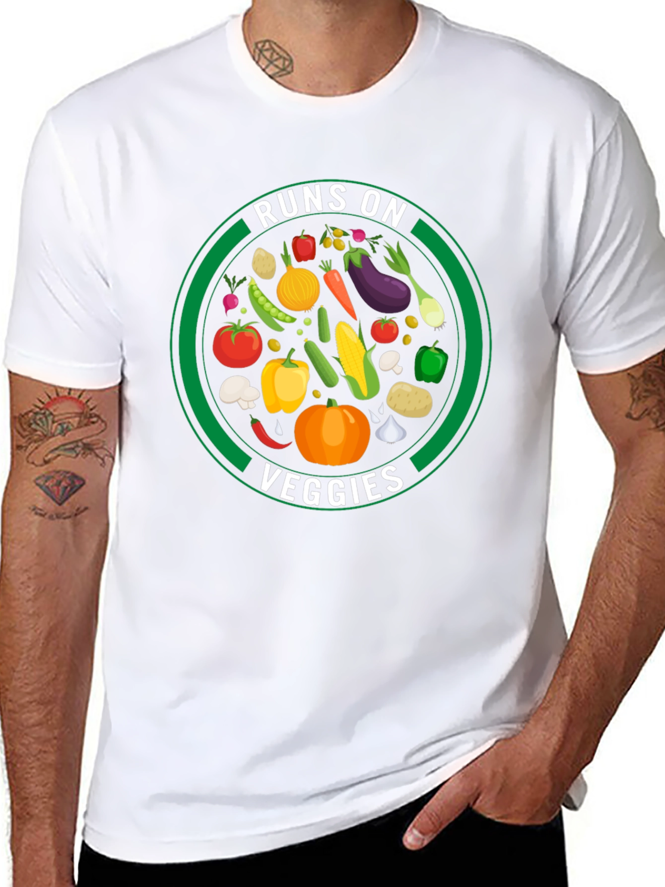 Runs on Veggies Graphic T-Shirt - Vegan Lifestyle