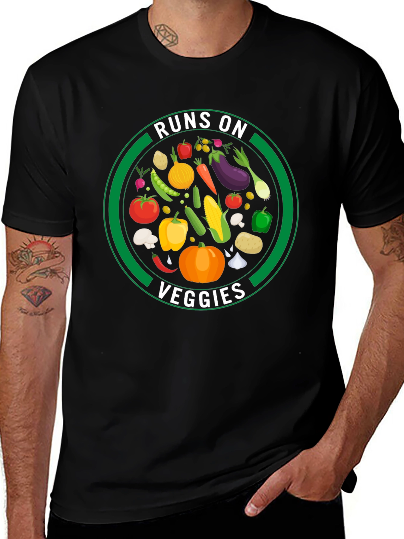Runs on Veggies Graphic T-Shirt - Vegan Lifestyle