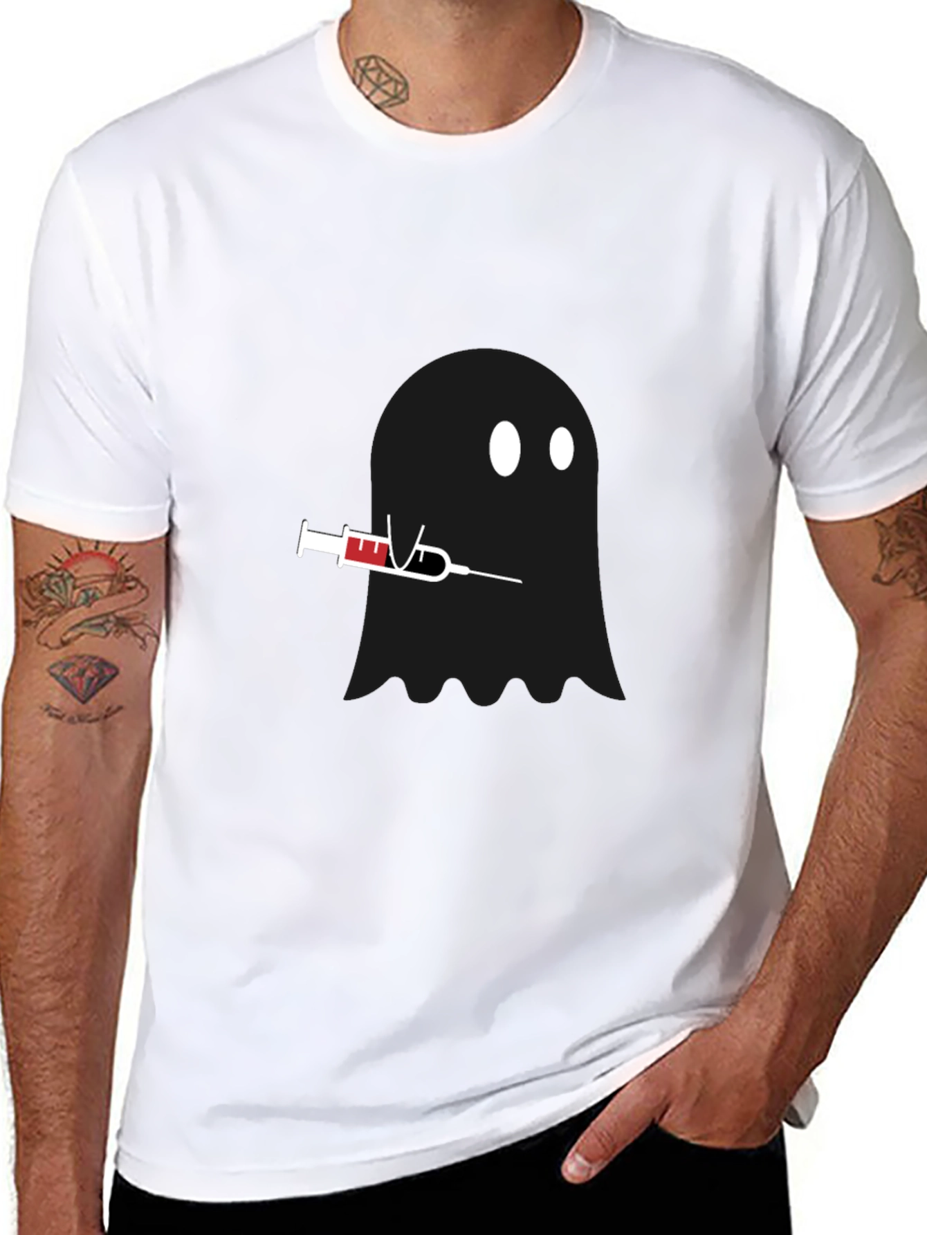 Ghostly Injection T-Shirt - Black Unique Design