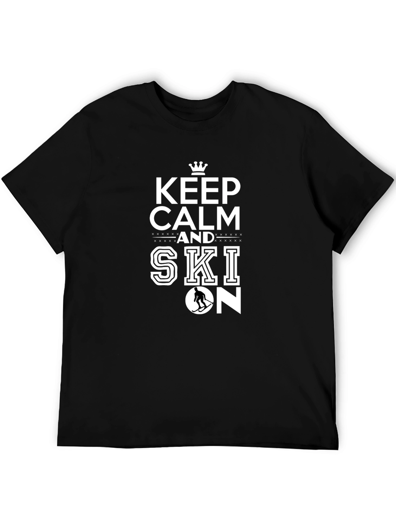 Keep Calm and Ski On Black T-Shirt