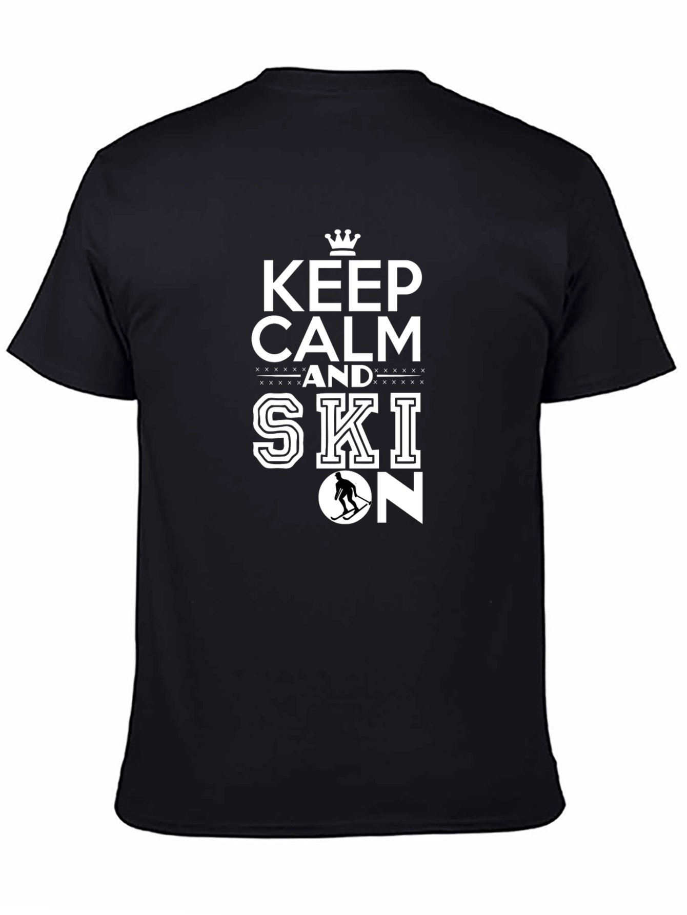 Keep Calm and Ski On Black T-Shirt