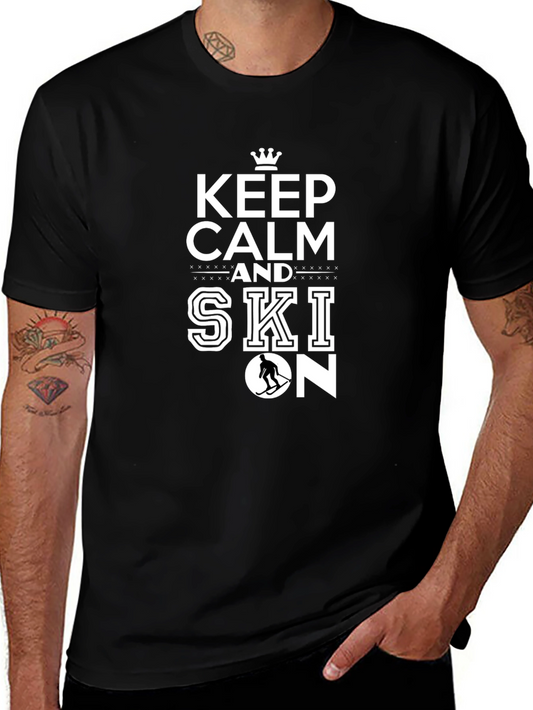 Keep Calm and Ski On Black T-Shirt