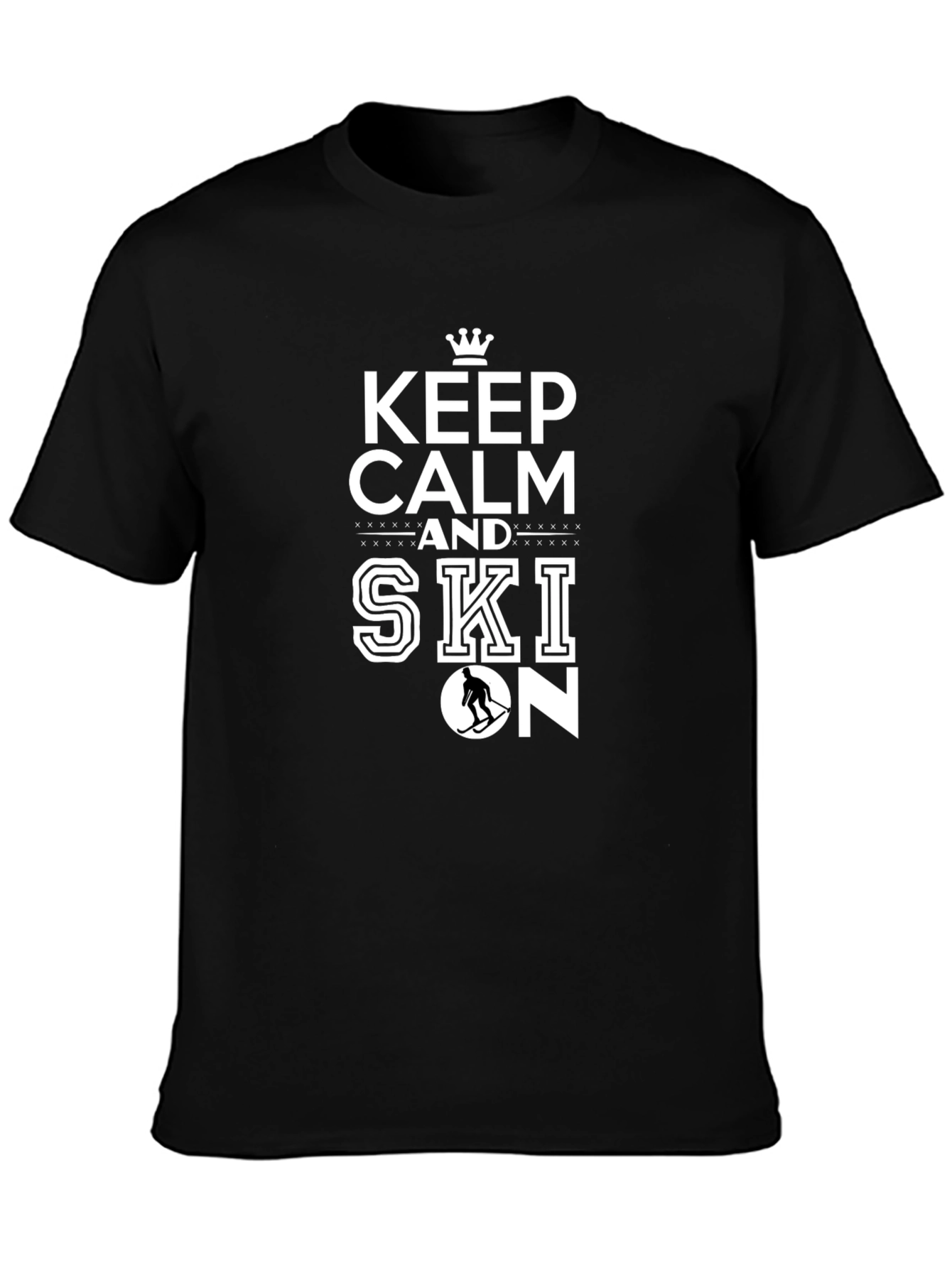 Keep Calm and Ski On Black T-Shirt