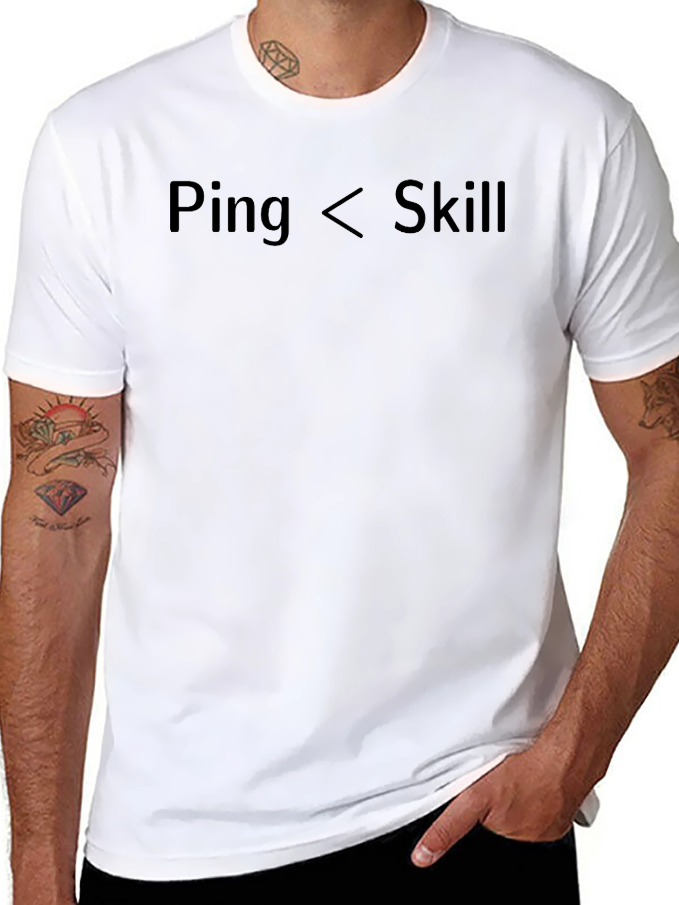 Ping < Skill Black T-Shirt Gamer Gift