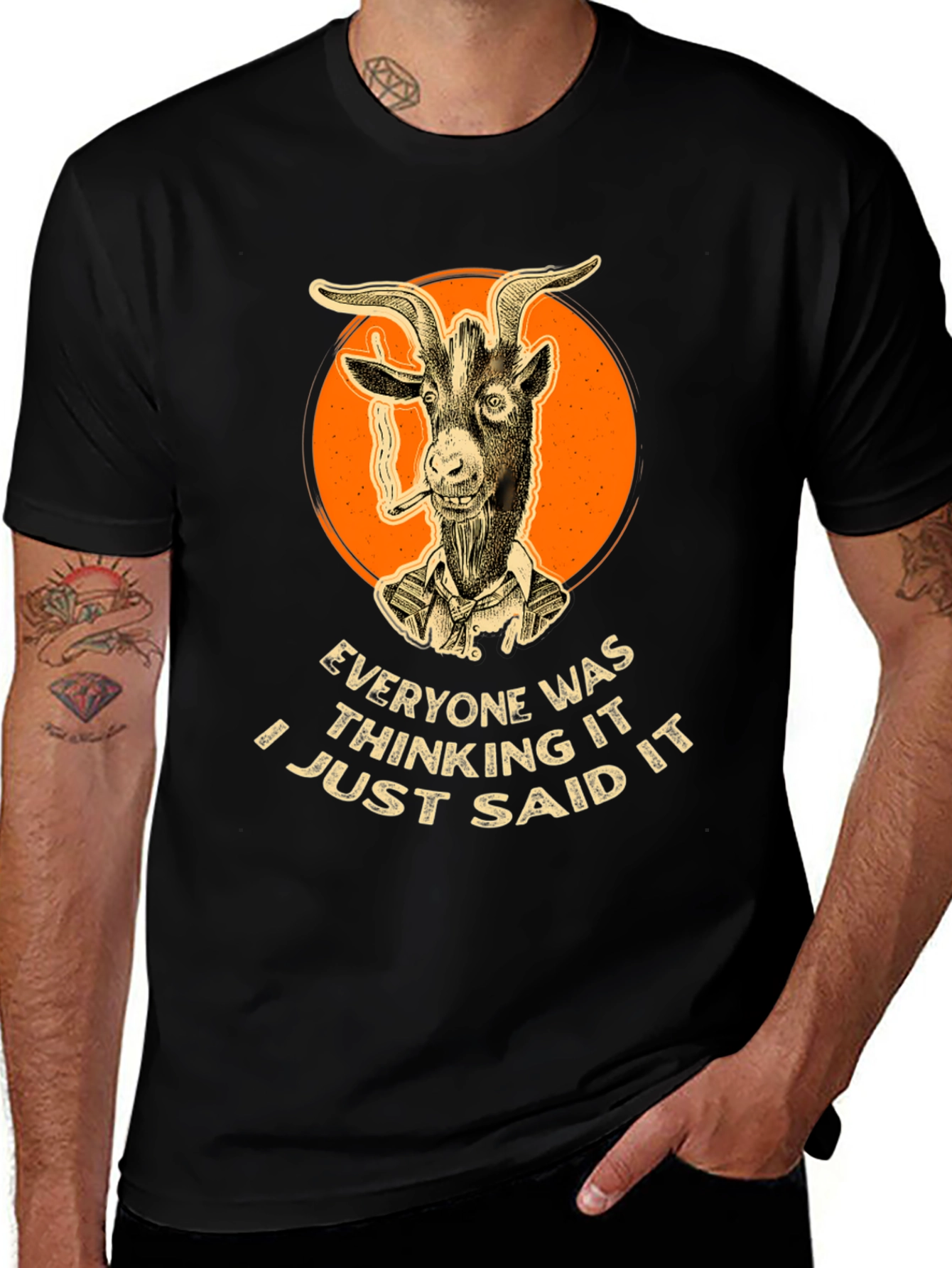 Smoking Goat Graphic Tee - Bold Statement Shirt
