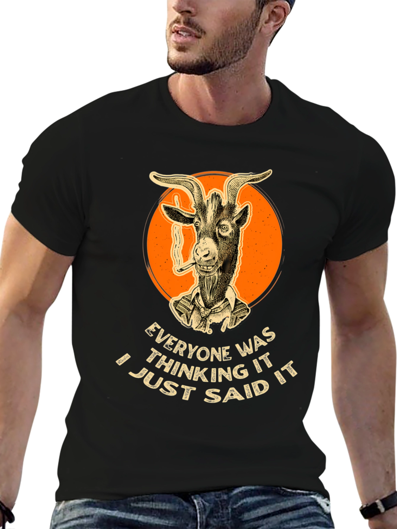 Smoking Goat Graphic Tee - Bold Statement Shirt