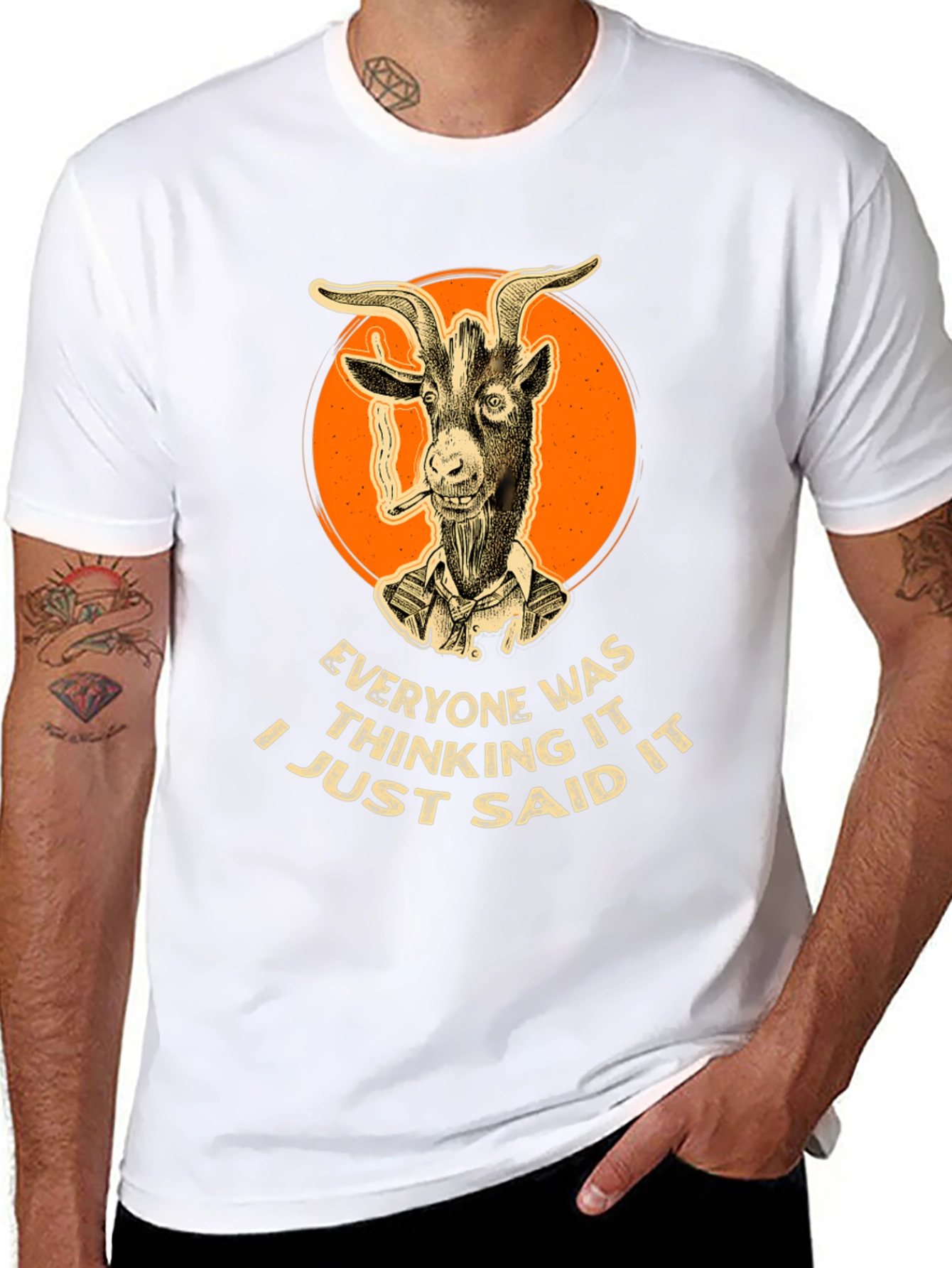 Smoking Goat Graphic Tee - Bold Statement Shirt