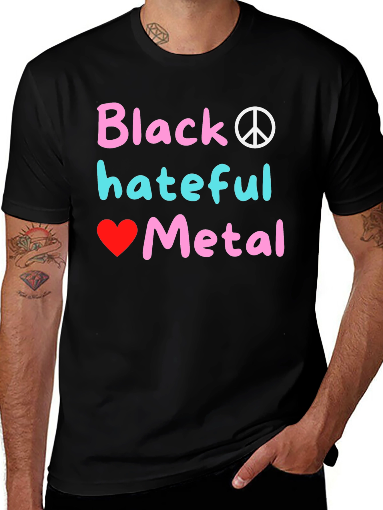 Black Hateful Metal Graphic Tee - Novelty T-Shirt