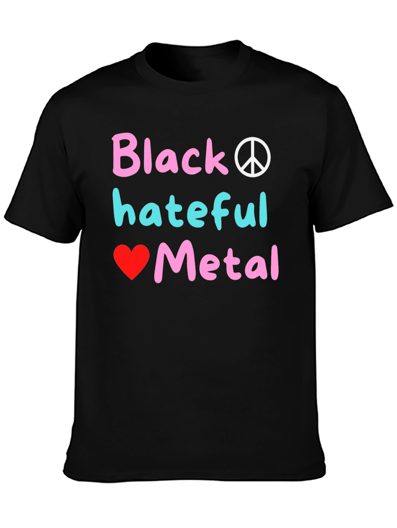 Black Hateful Metal Graphic Tee - Novelty T-Shirt
