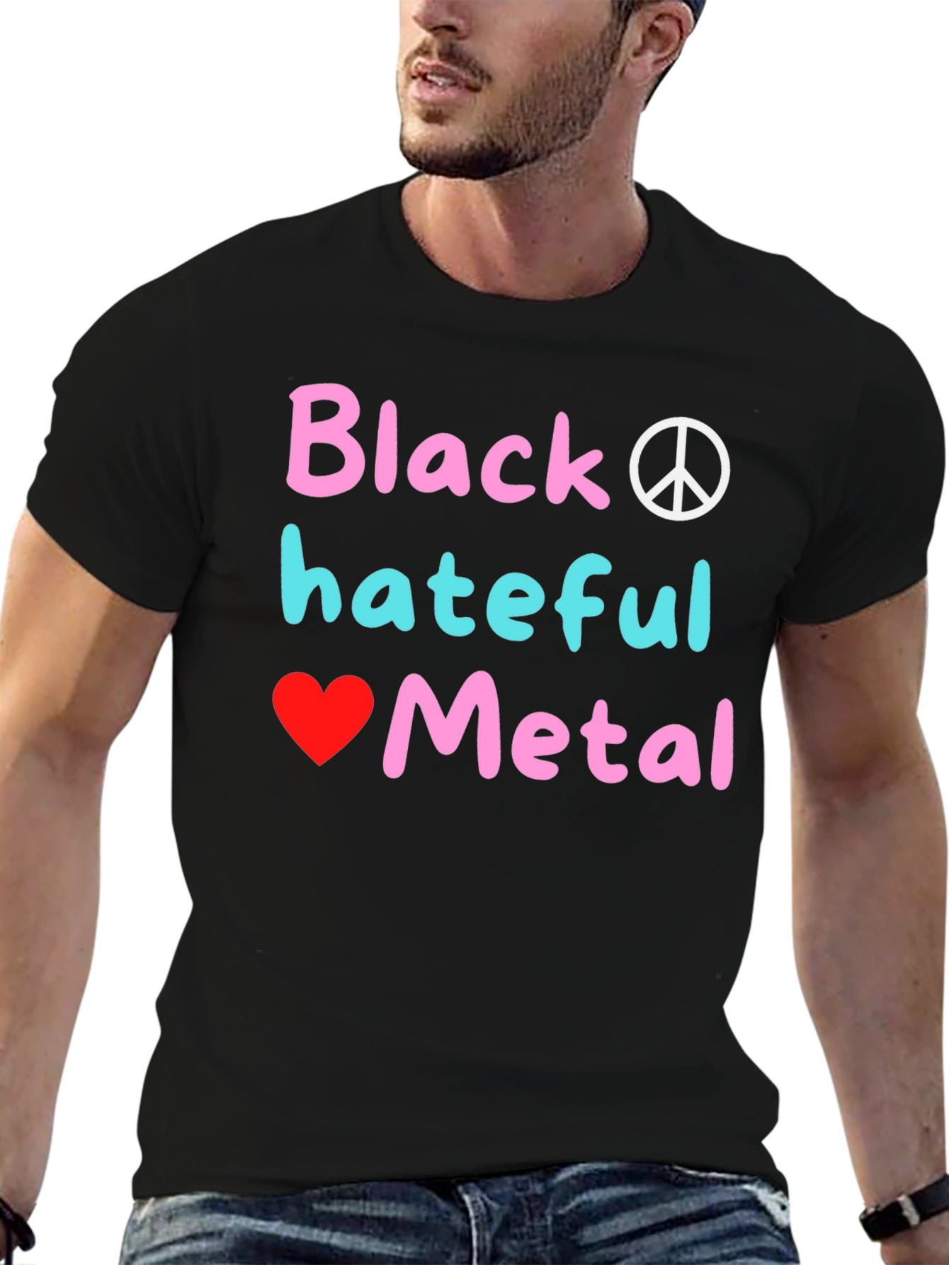 Black Hateful Metal Graphic Tee - Novelty T-Shirt
