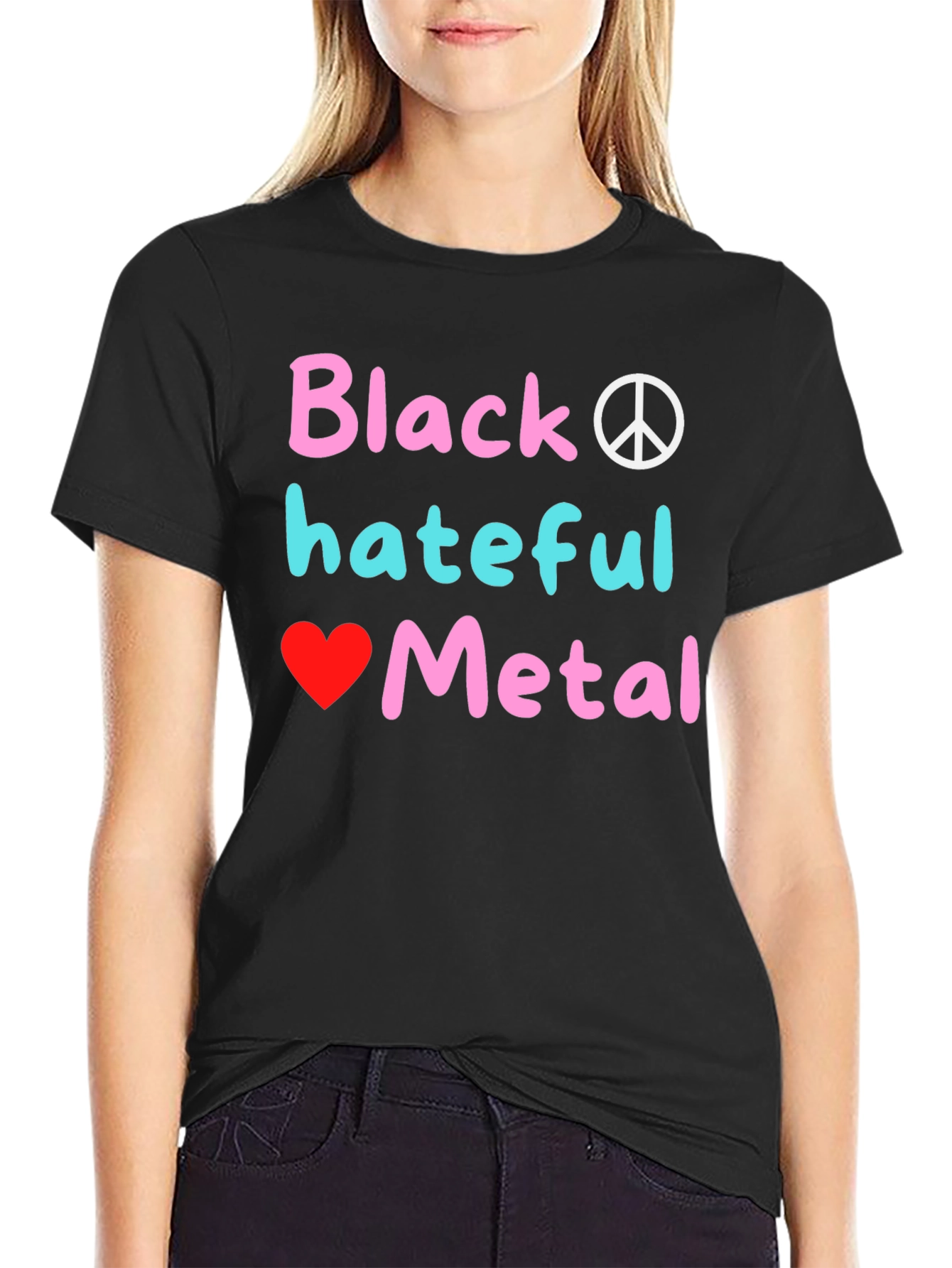 Black Hateful Metal Graphic Tee - Novelty T-Shirt