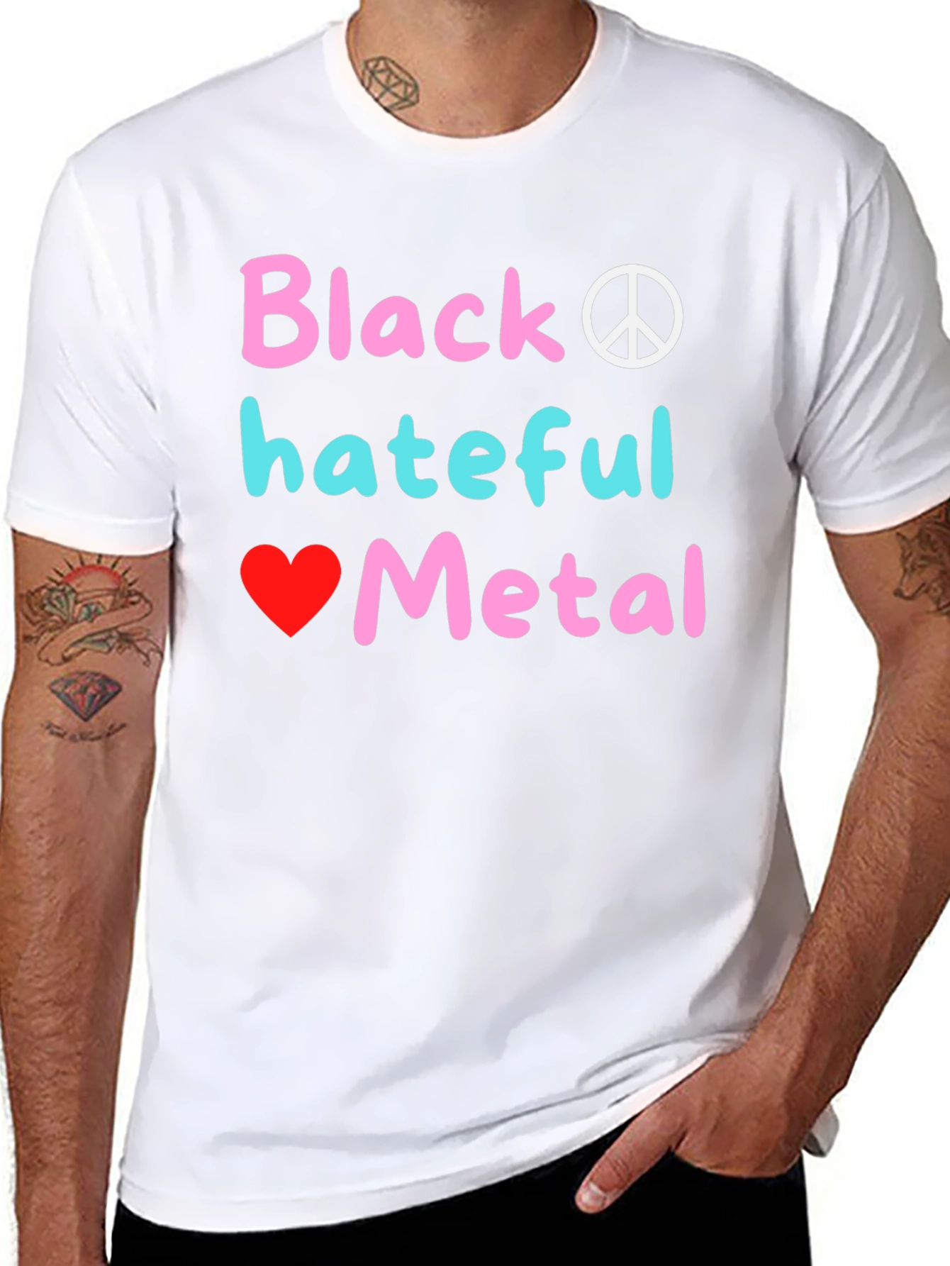 Black Hateful Metal Graphic Tee - Novelty T-Shirt