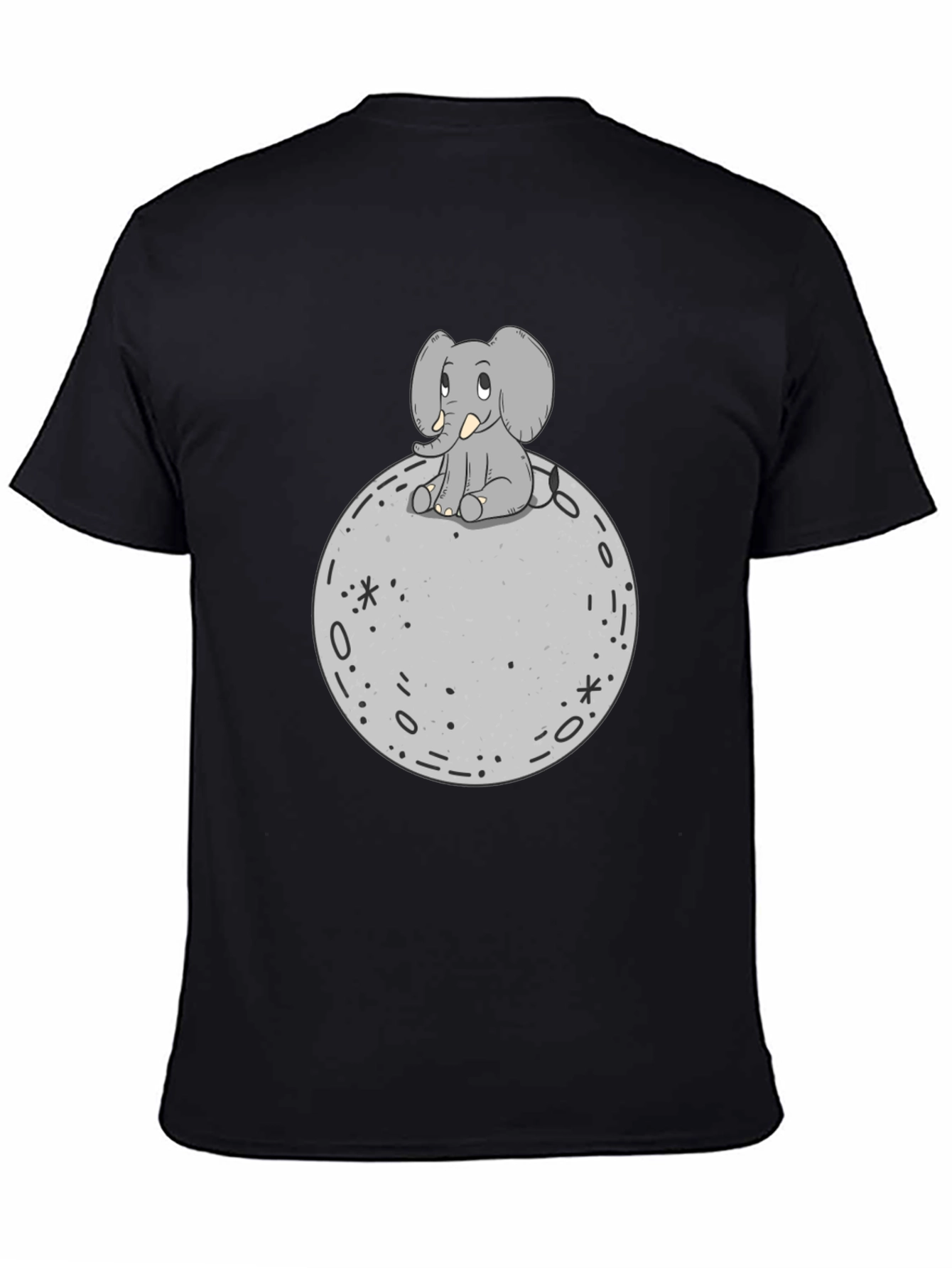 Elephant on Moon Graphic T-Shirt - Black