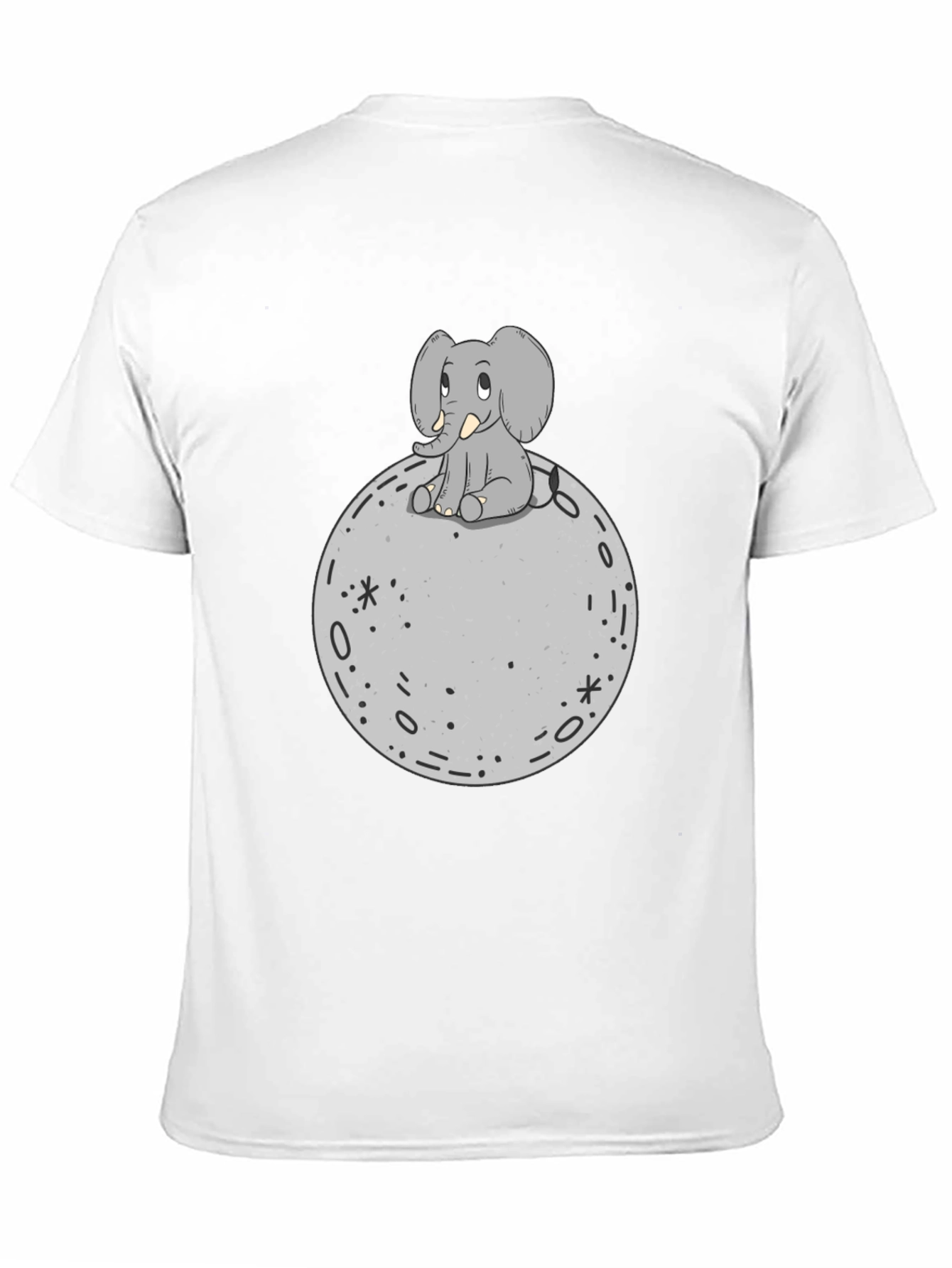 Elephant on Moon Graphic T-Shirt - Black