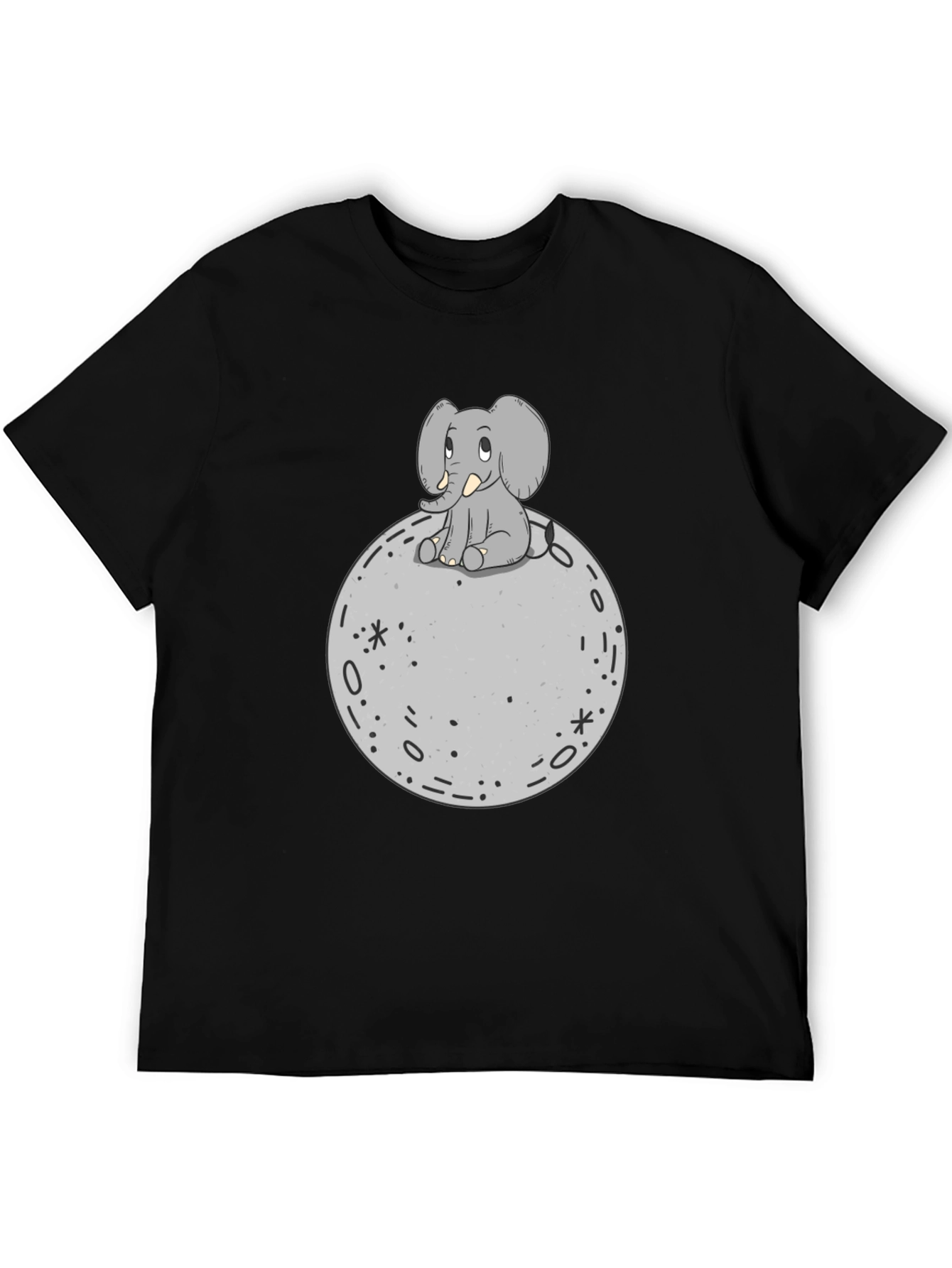 Elephant on Moon Graphic T-Shirt - Black