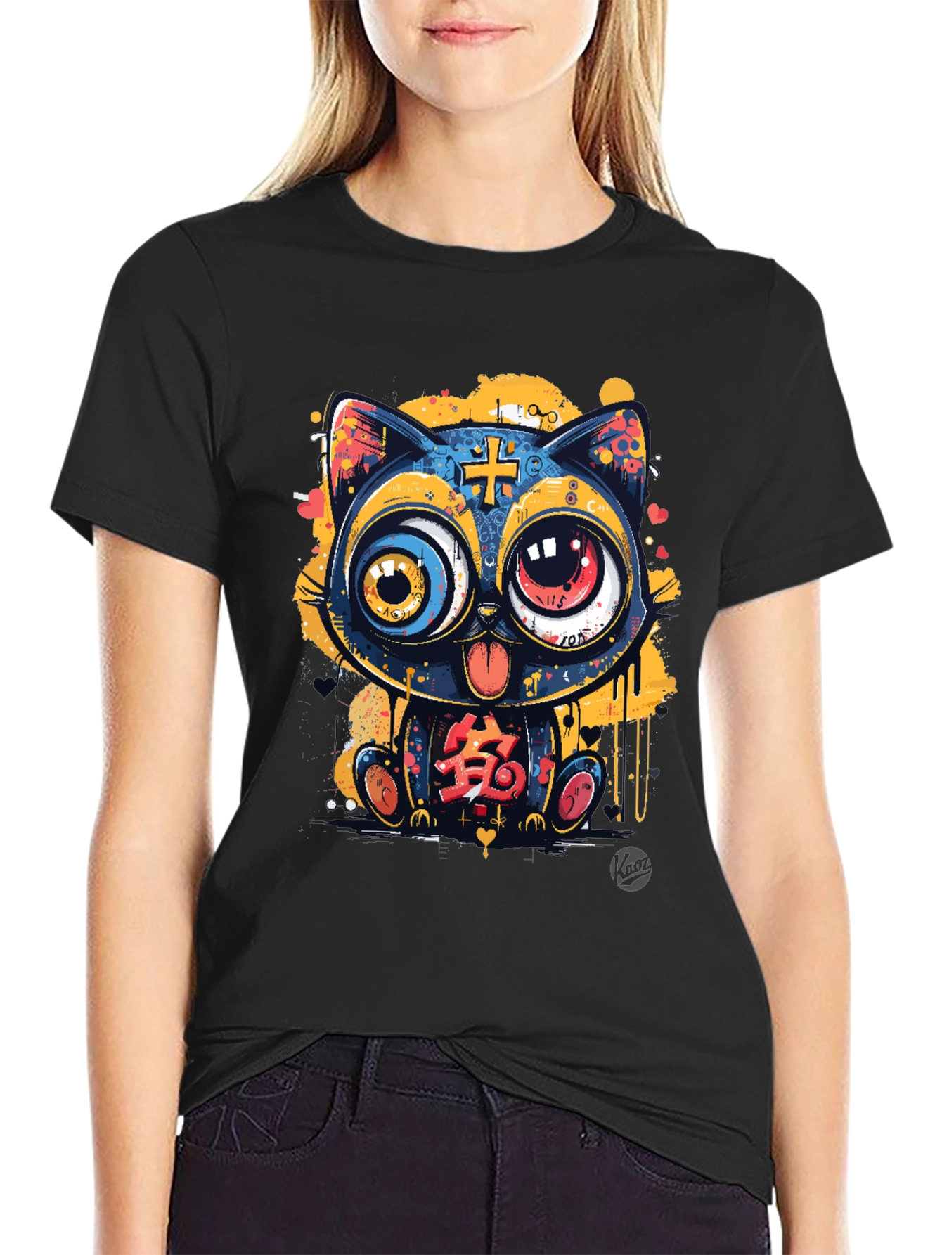 Funky Cartoon Cat Graphic Tee