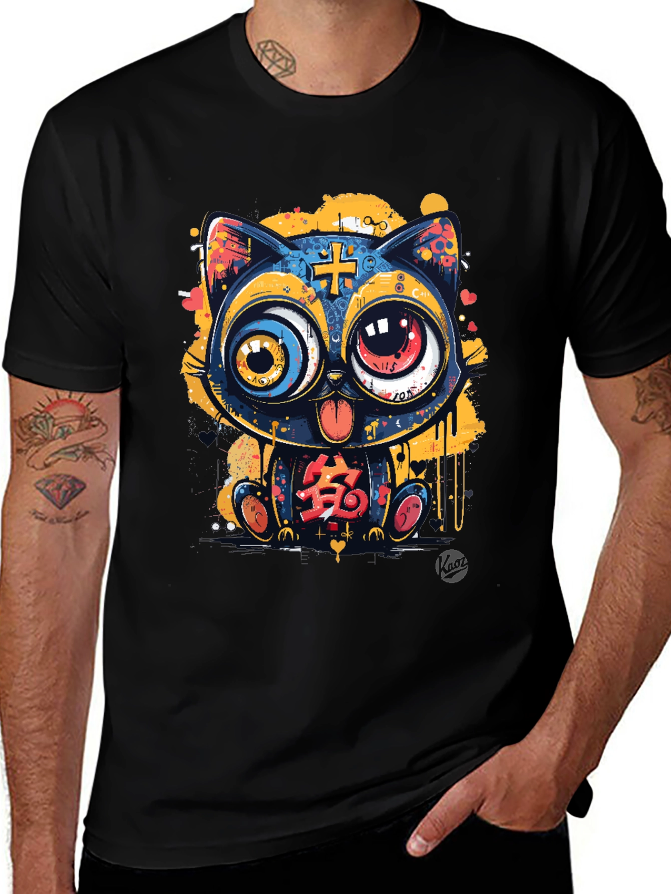 Funky Cartoon Cat Graphic Tee