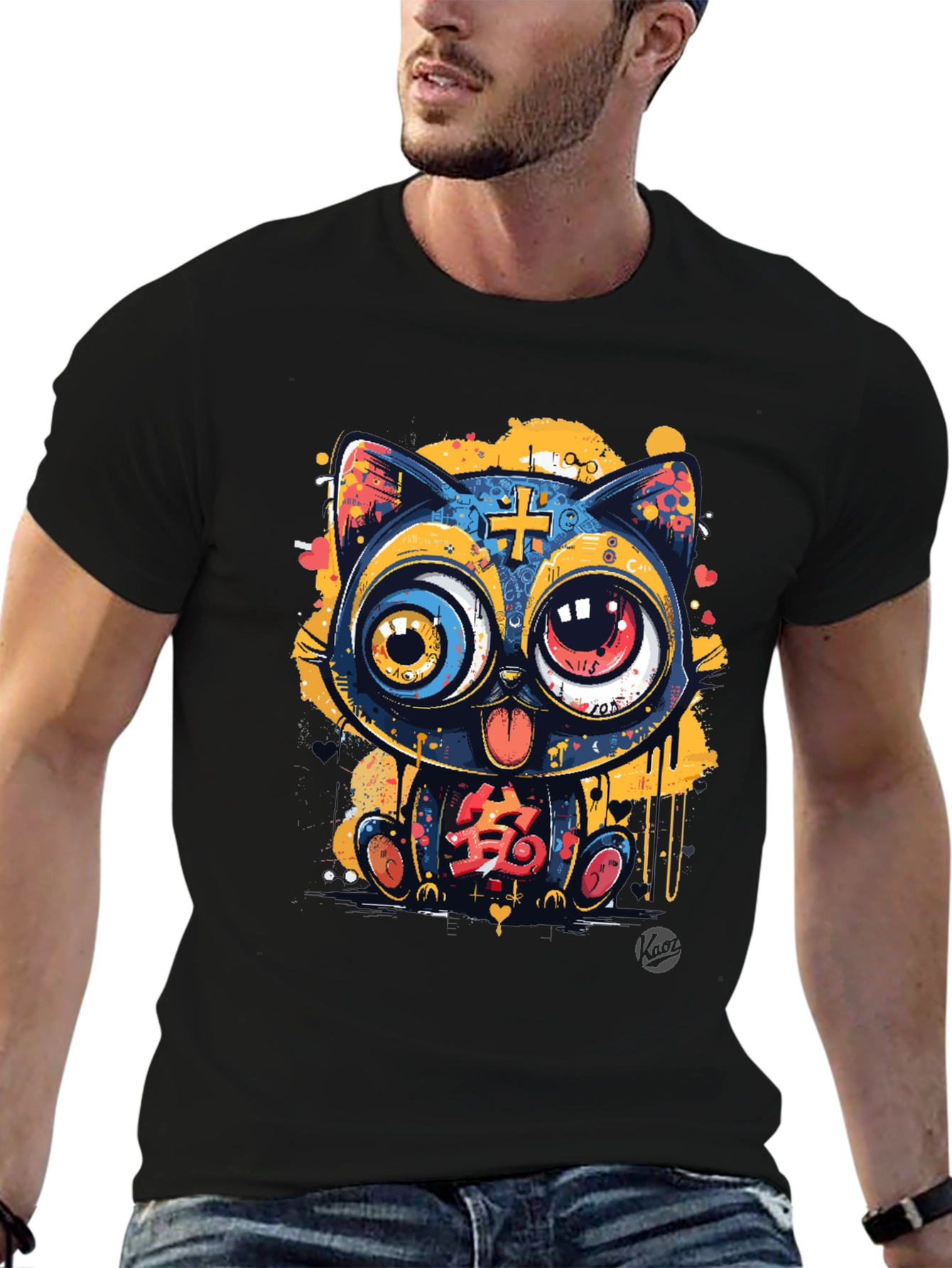 Funky Cartoon Cat Graphic Tee