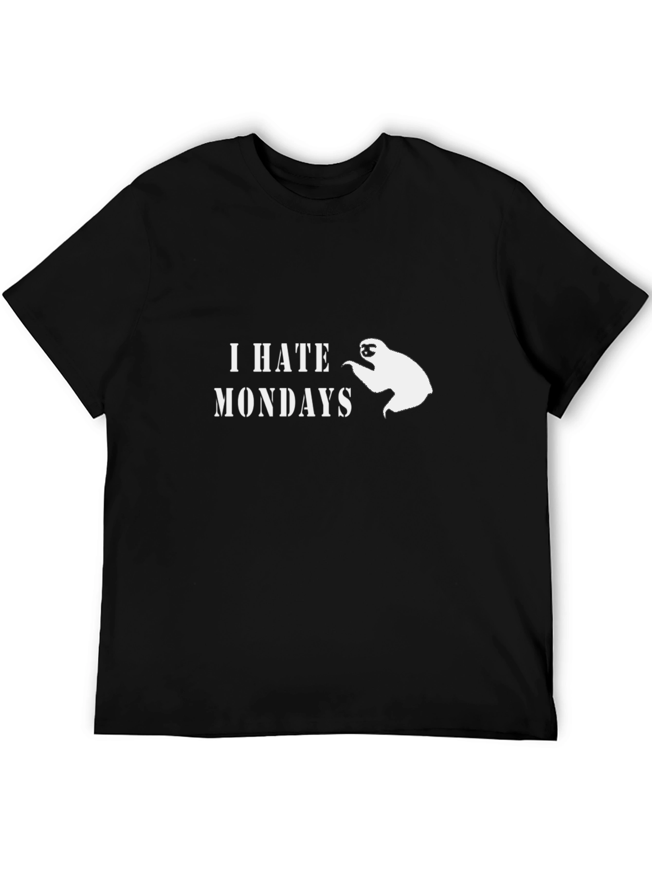I Hate Mondays Sloth Graphic T-Shirt - Black