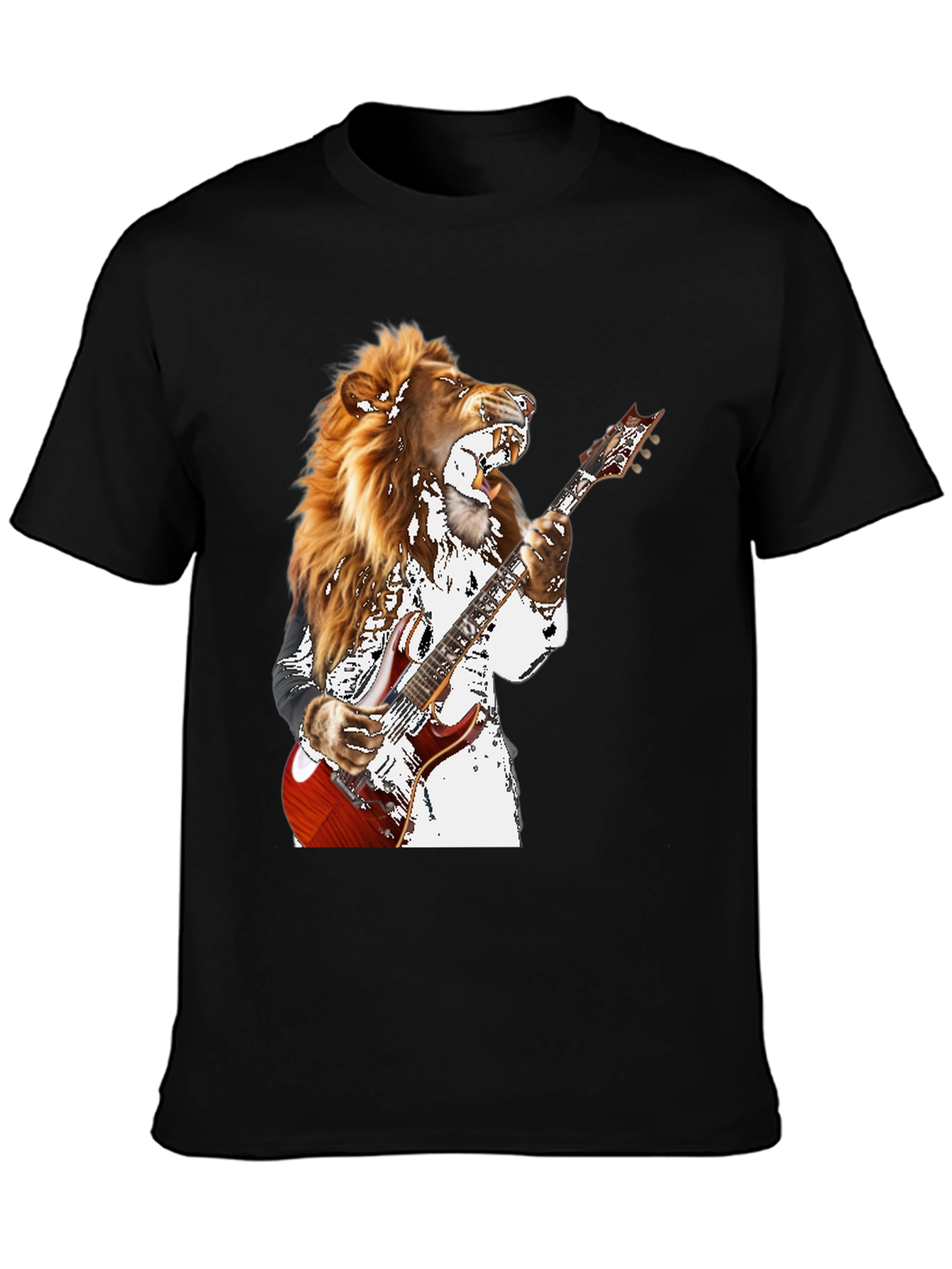 Lion Guitarist Graphic T-Shirt