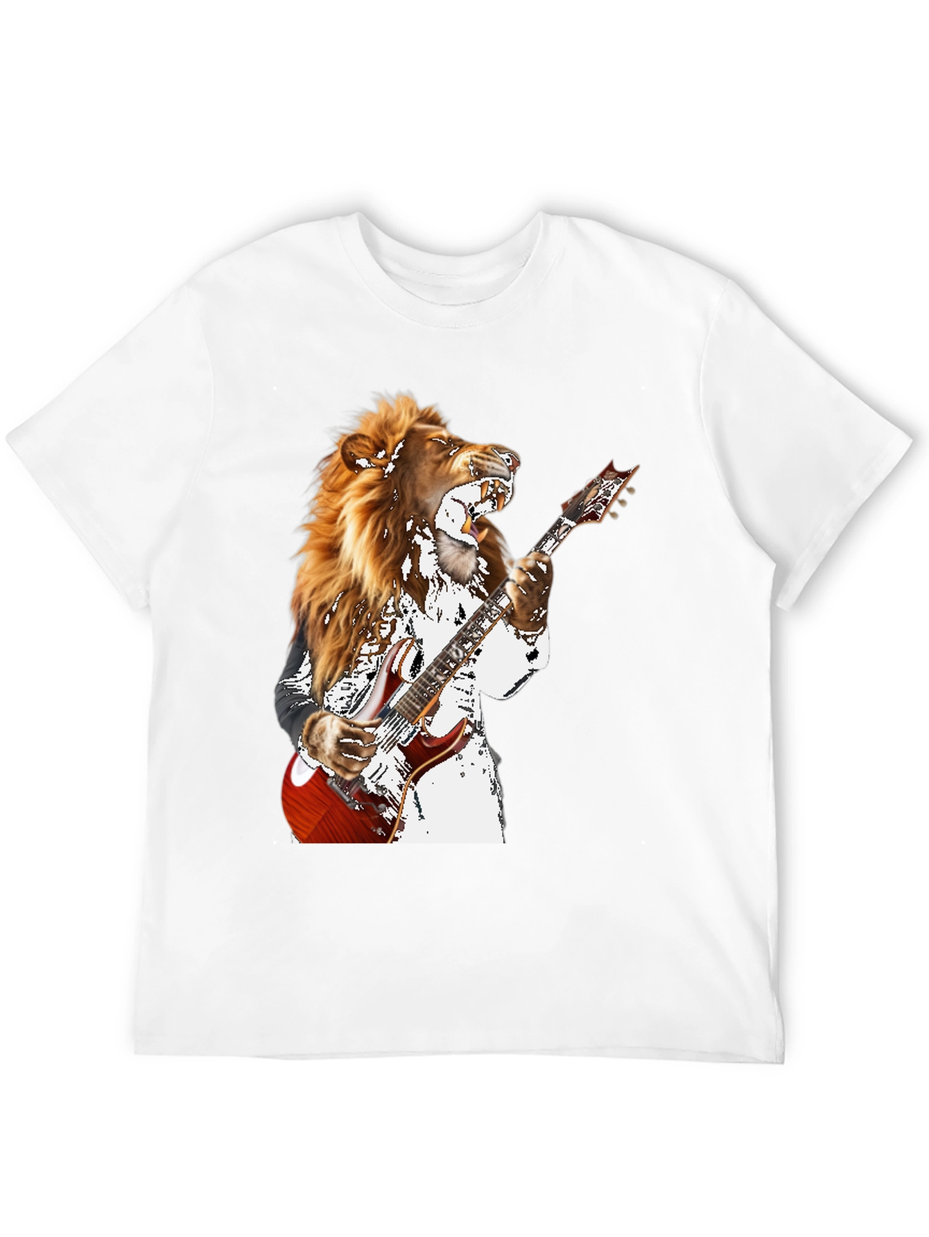 Lion Guitarist Graphic T-Shirt