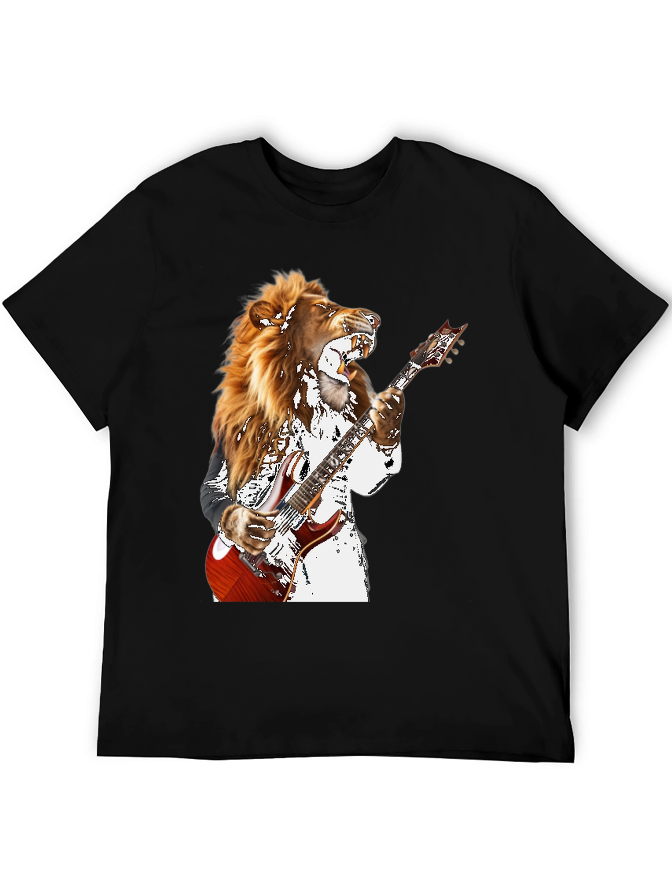 Lion Guitarist Graphic T-Shirt