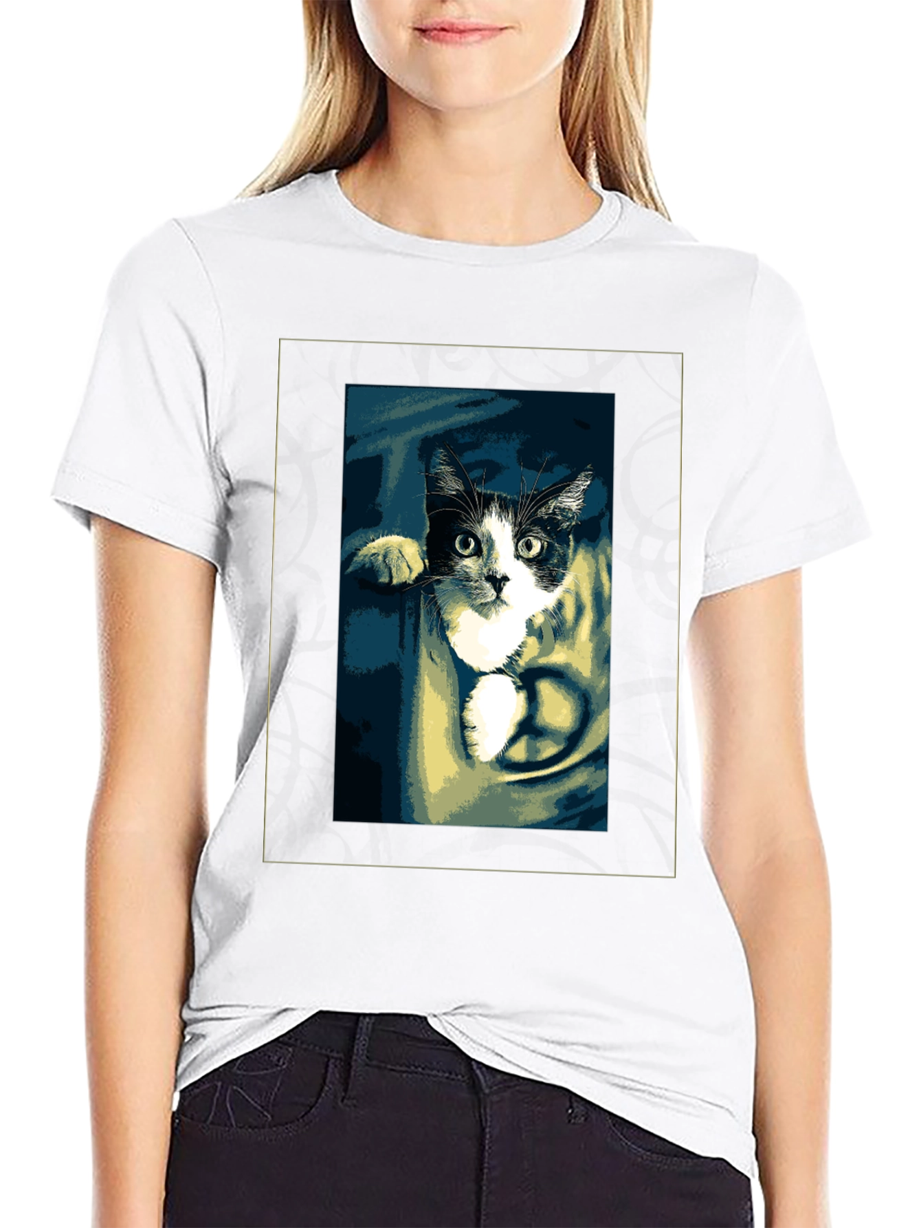 Peaceful Cat Graphic T-Shirt