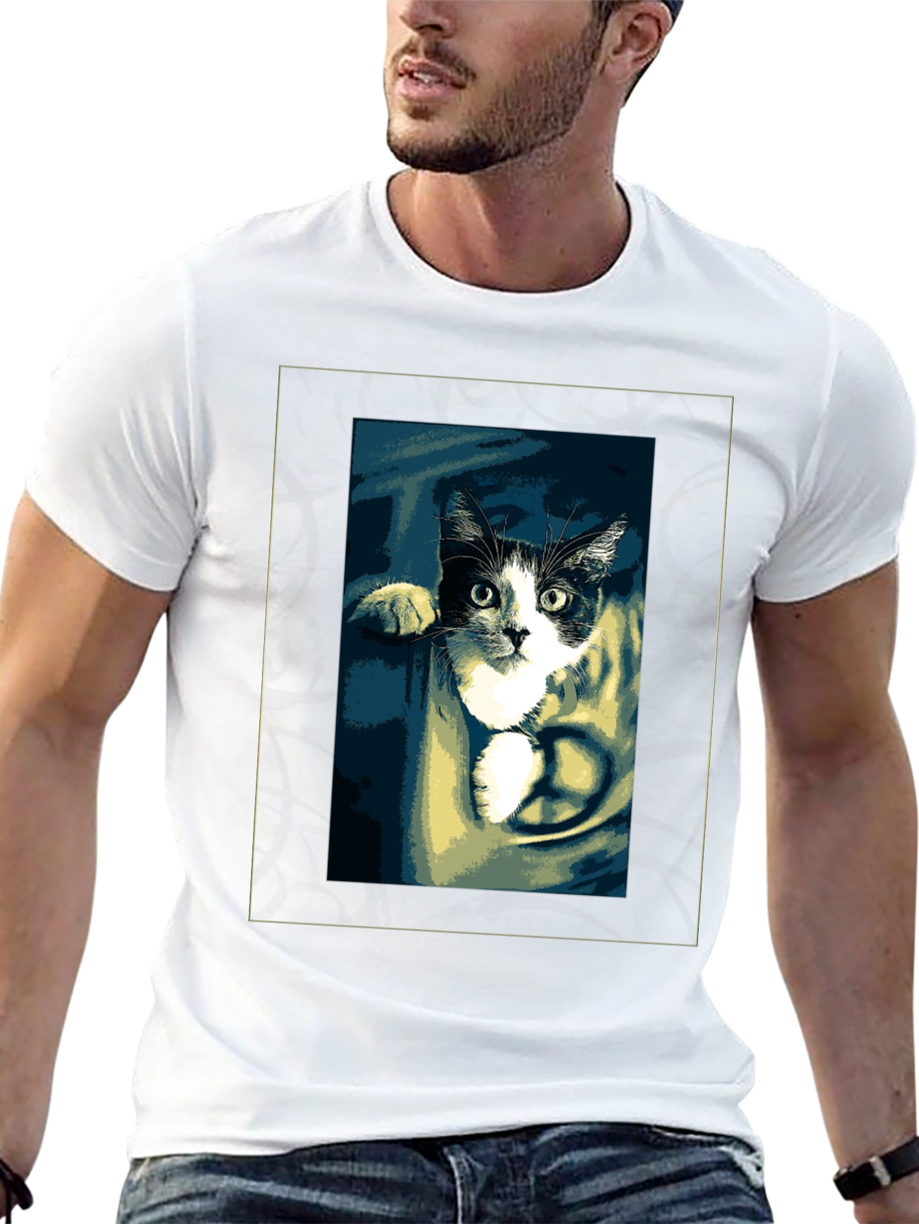 Peaceful Cat Graphic T-Shirt