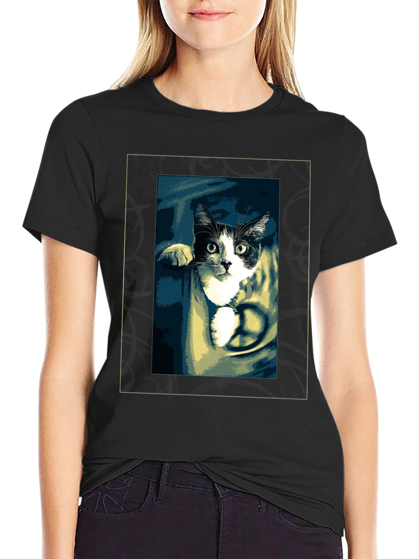 Peaceful Cat Graphic T-Shirt