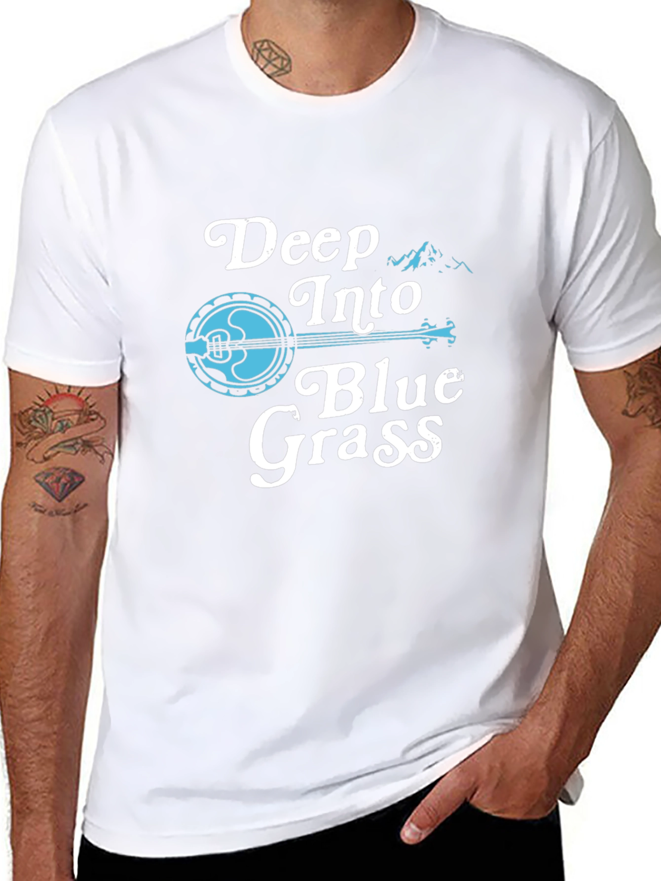 Deep Into Blue Grass Tee - Banjo Music T-Shirt