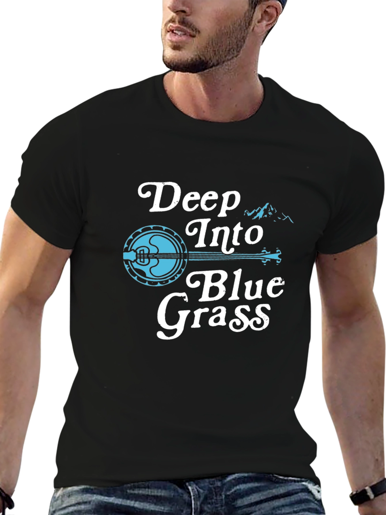 Deep Into Blue Grass Tee - Banjo Music T-Shirt