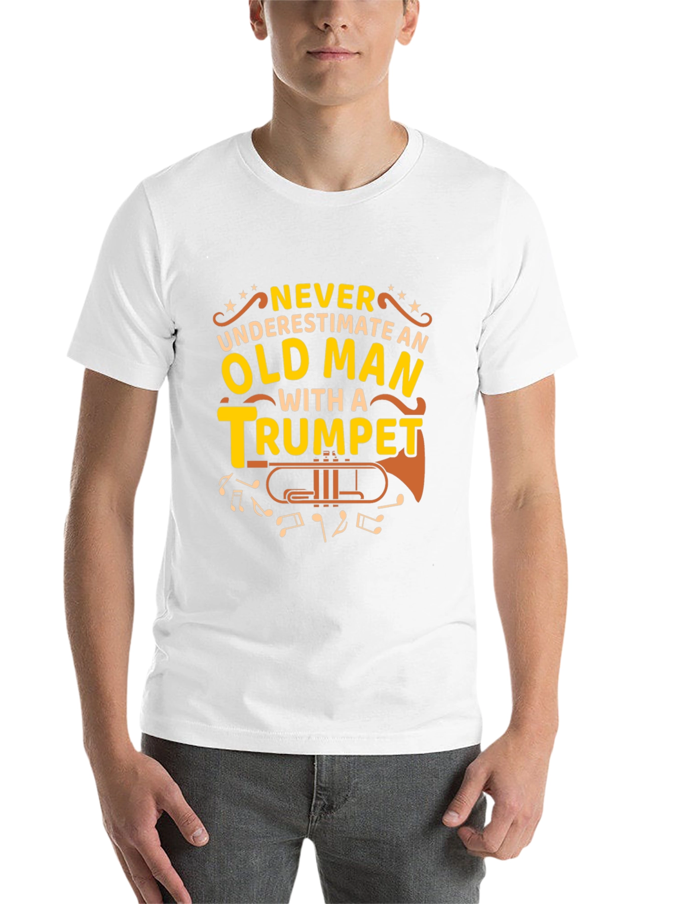 Old Man Trumpet Graphic Tee - Musicians Gift