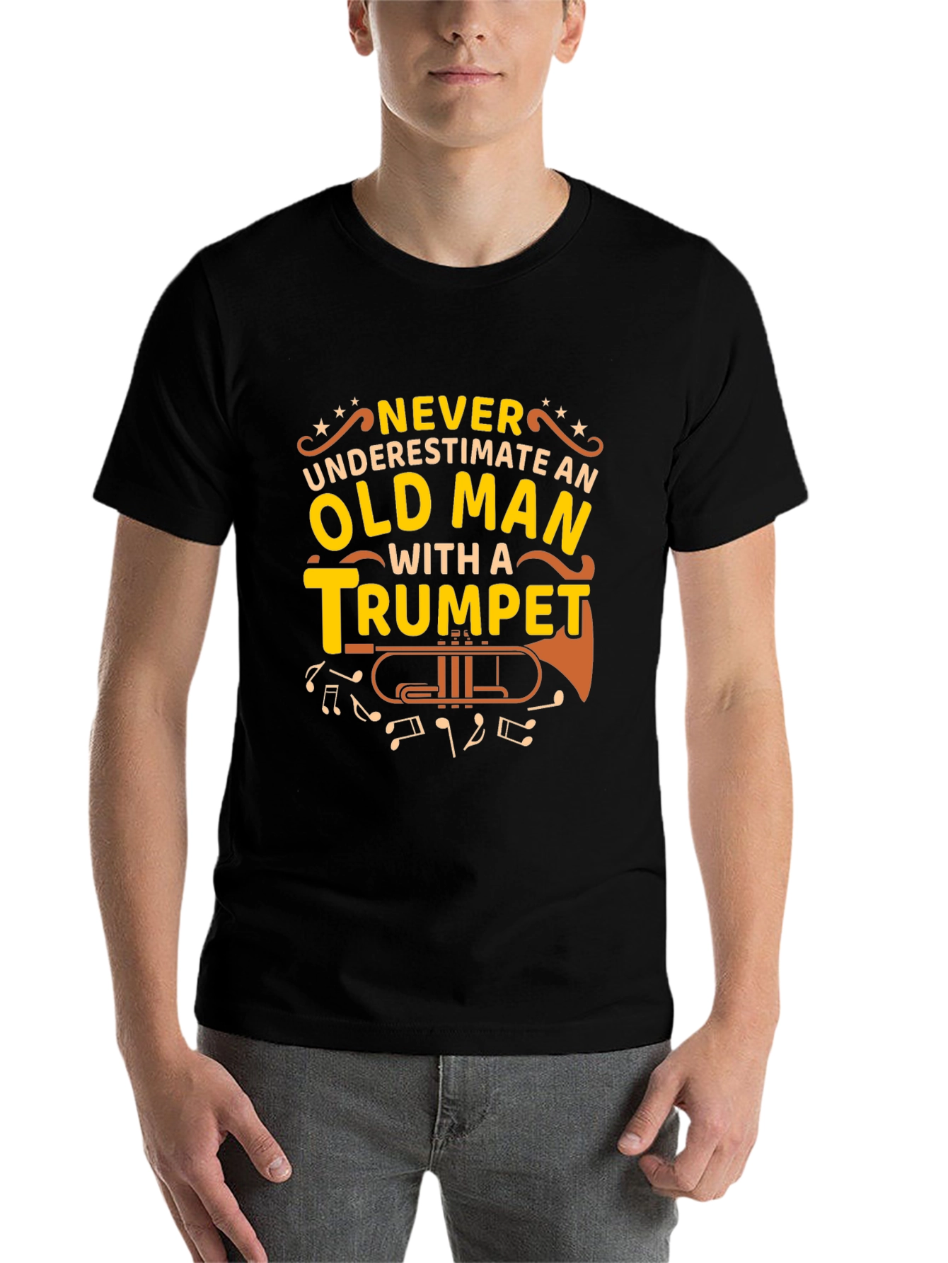 Old Man Trumpet Graphic Tee - Musicians Gift