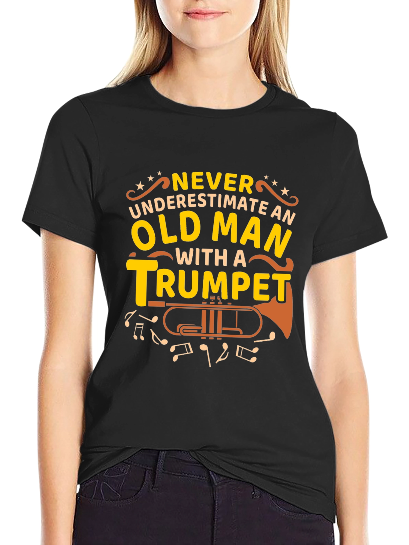 Old Man Trumpet Graphic Tee - Musicians Gift