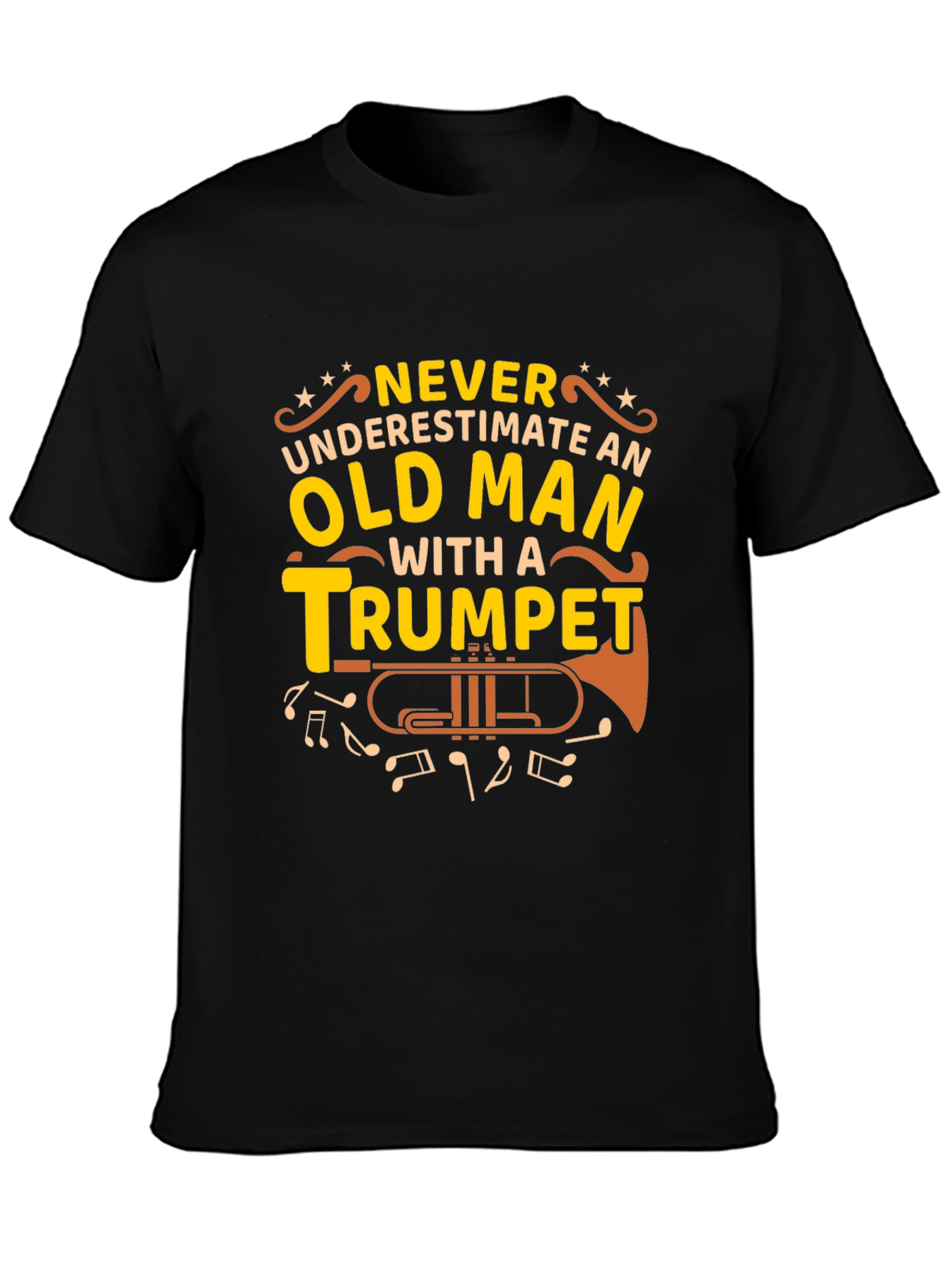 Old Man Trumpet Graphic Tee - Musicians Gift