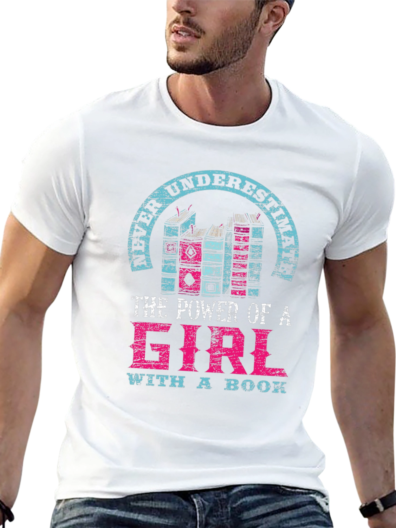 Never Underestimate Girl with a Book T-Shirt