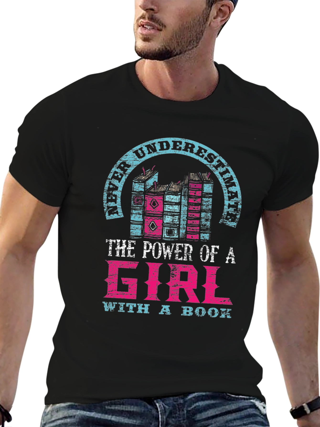 Never Underestimate Girl with a Book T-Shirt