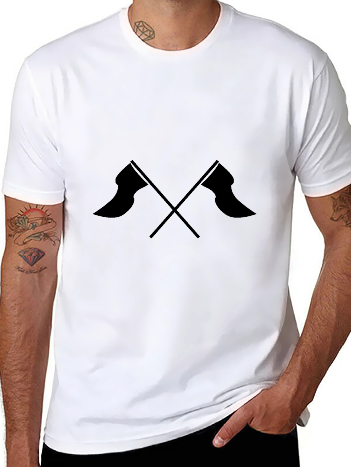 Crossed Flags Graphic Tee - Mens Casual Style