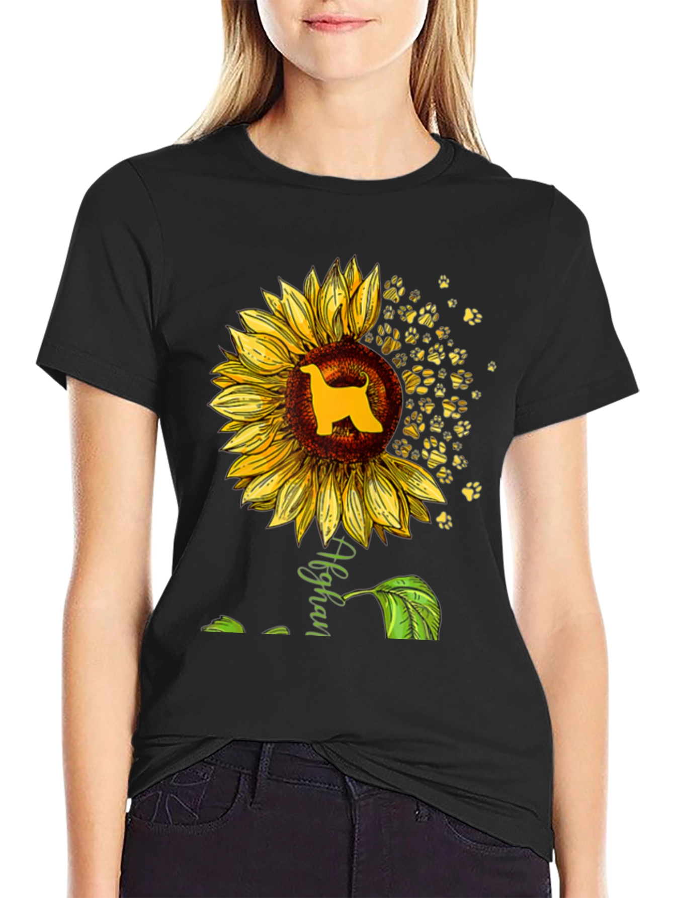 Afghan Hound Sunflower Graphic Tee