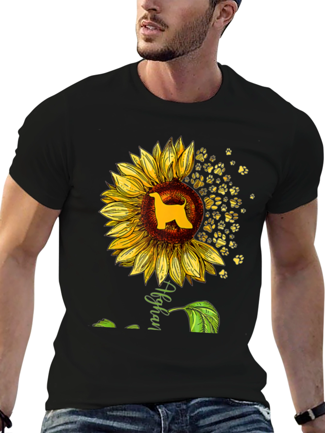 Afghan Hound Sunflower Graphic Tee