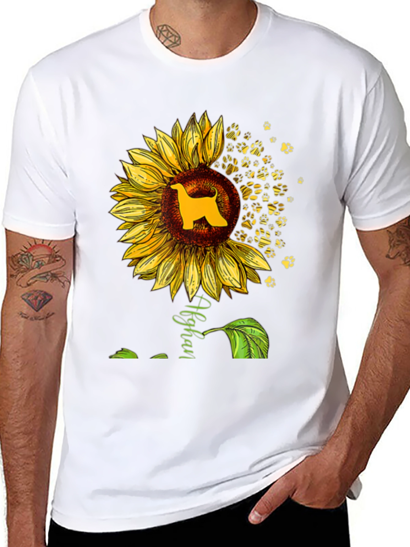 Afghan Hound Sunflower Graphic Tee
