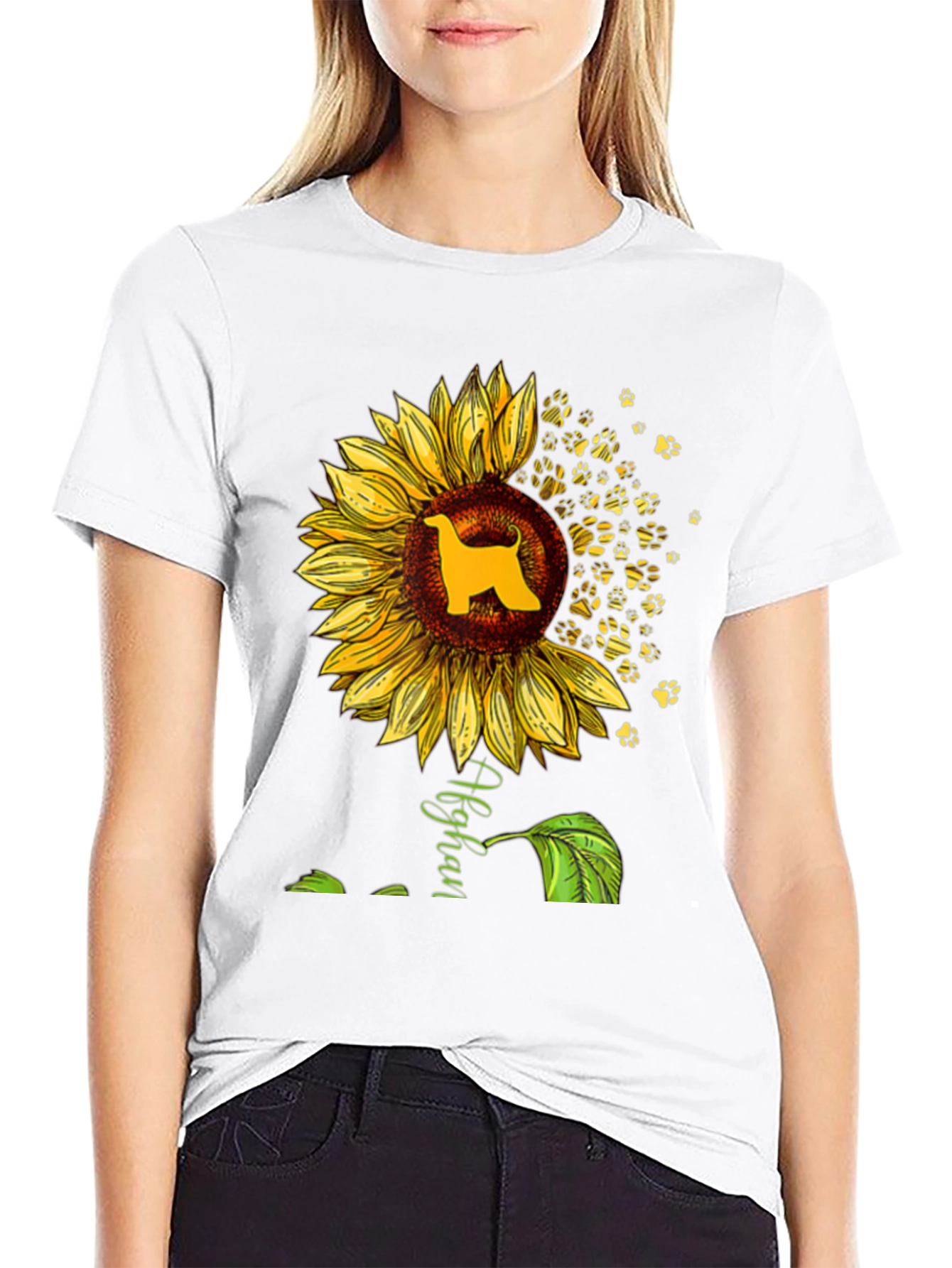 Afghan Hound Sunflower Graphic Tee