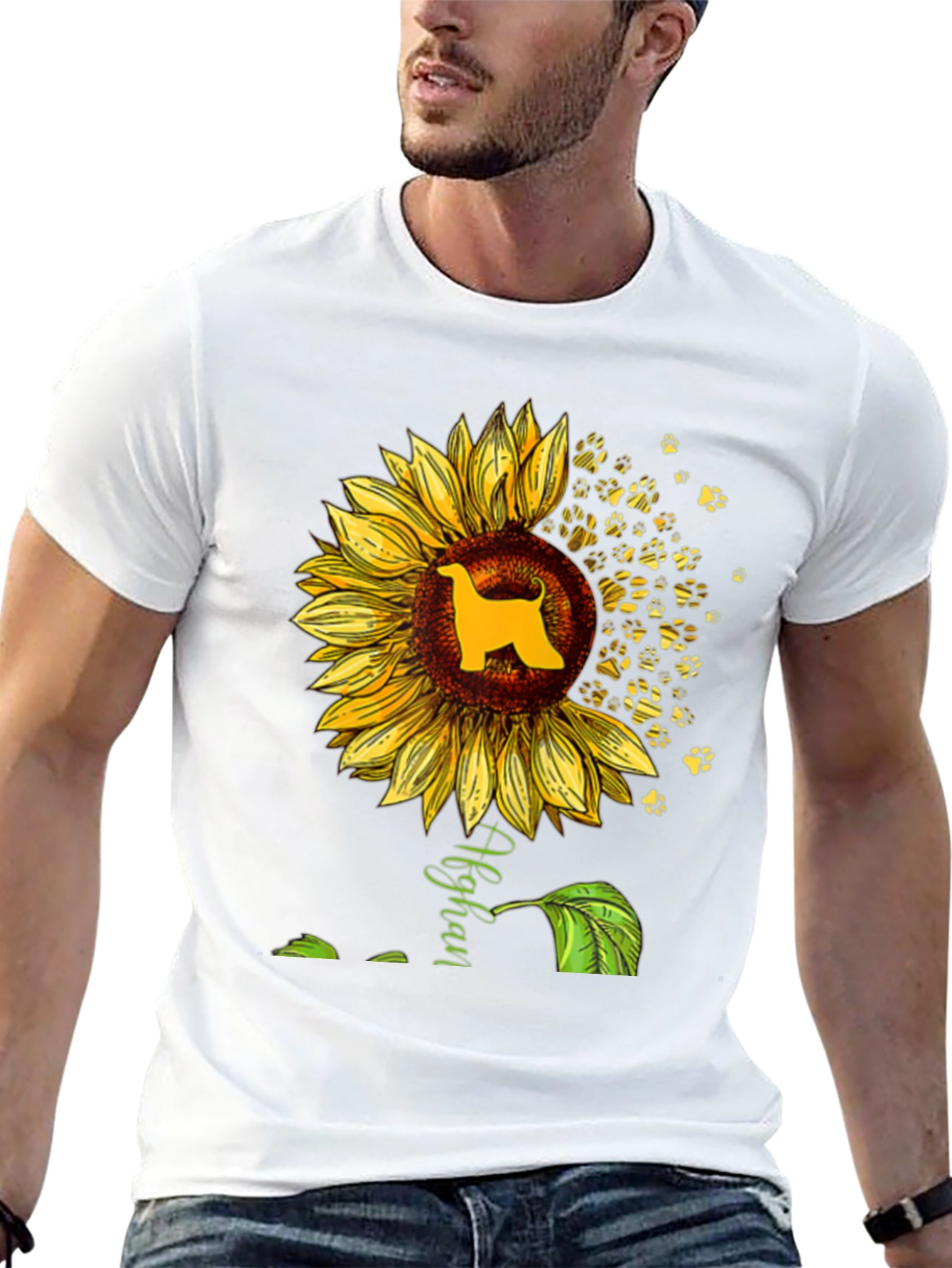 Afghan Hound Sunflower Graphic Tee