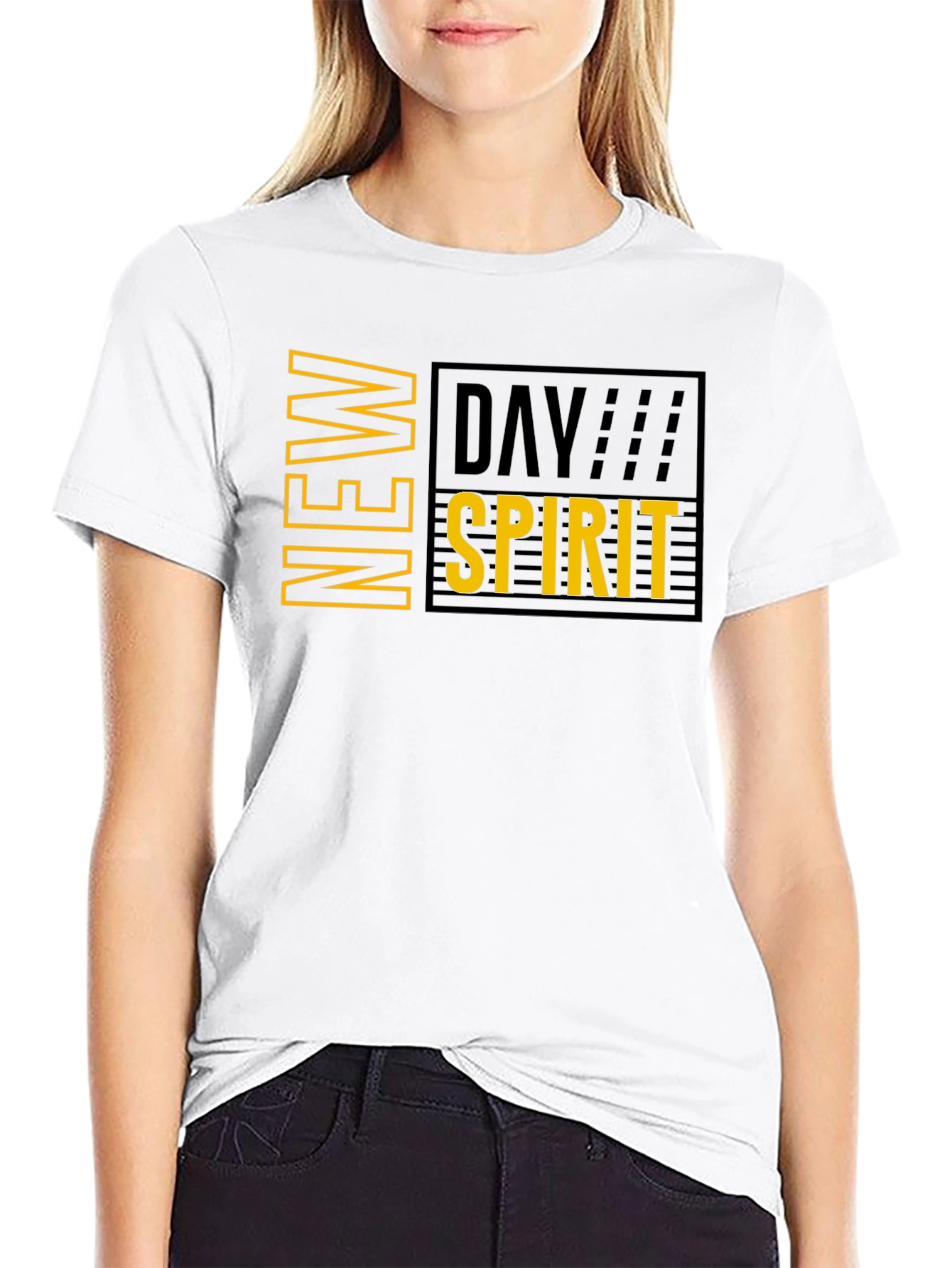 New Day Spirit Graphic Print Black T-Shirt
