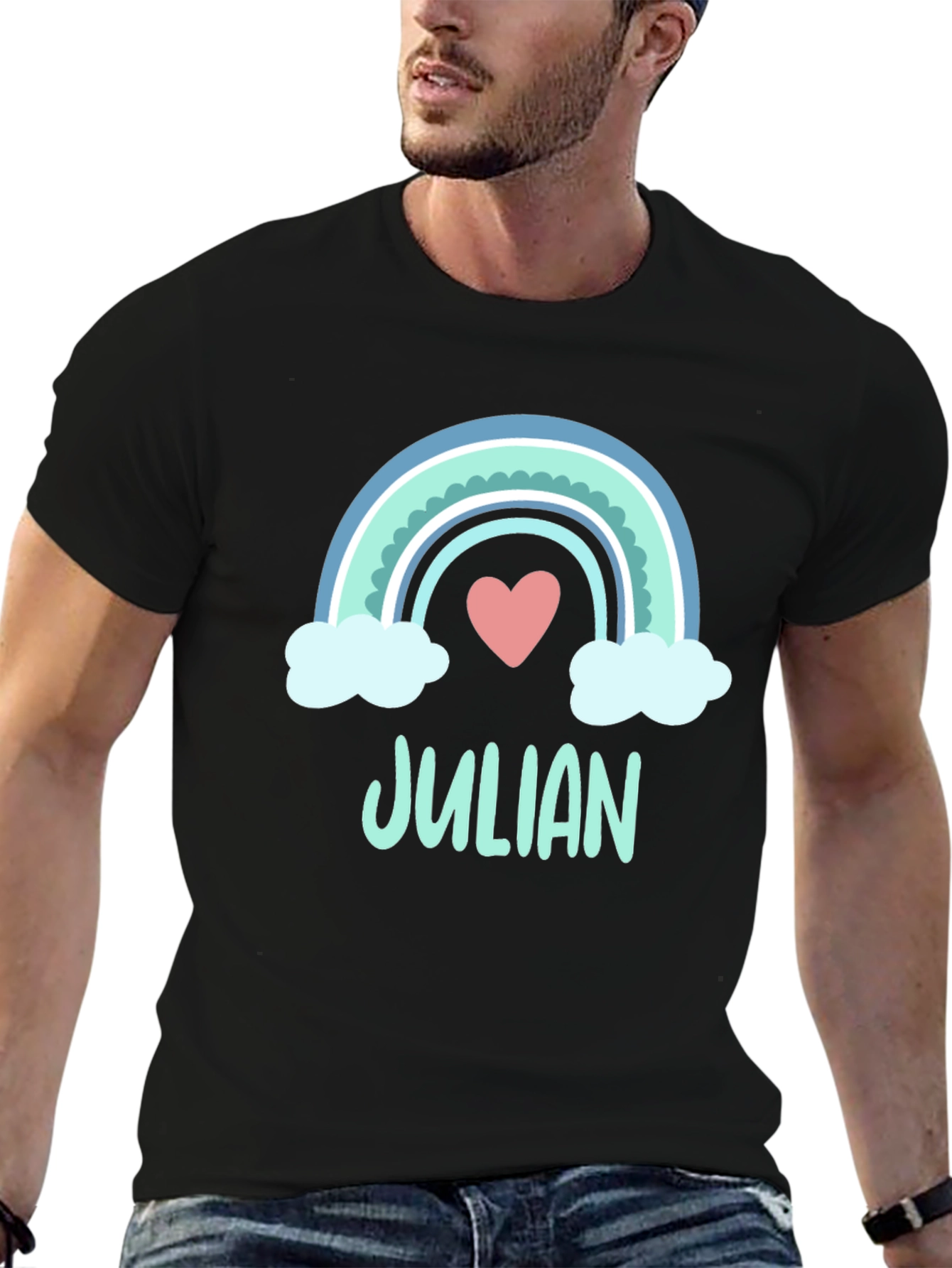 Julian Rainbow Heart Personalized T-Shirt