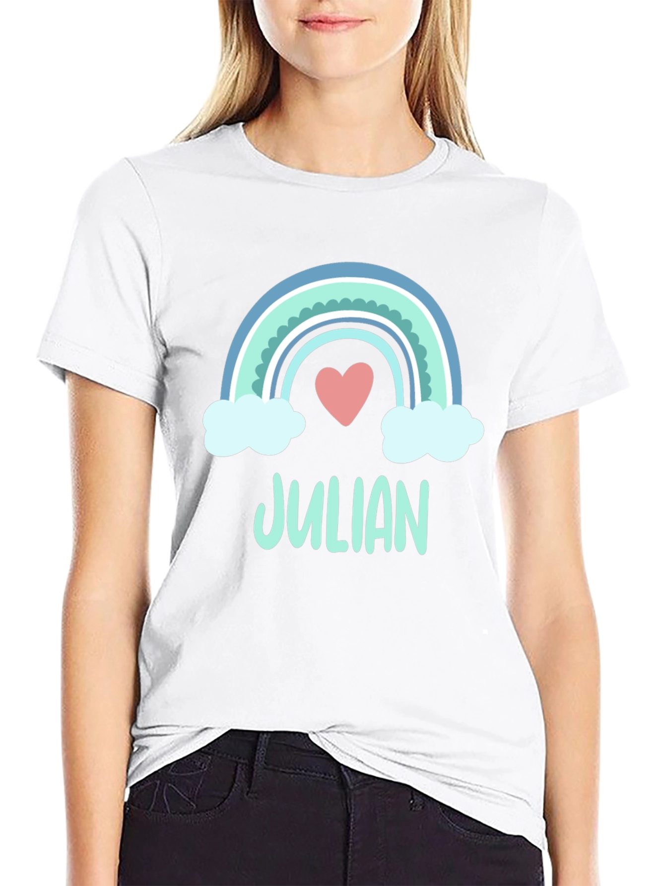 Julian Rainbow Heart Personalized T-Shirt