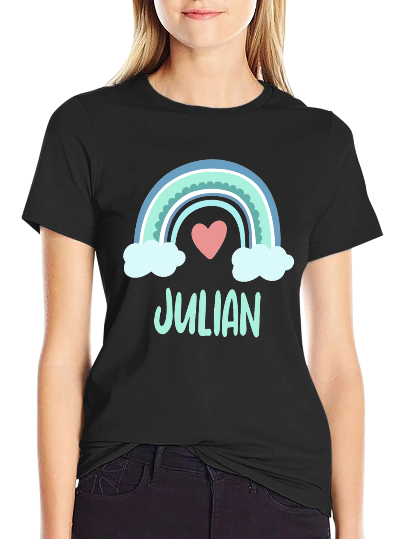 Julian Rainbow Heart Personalized T-Shirt