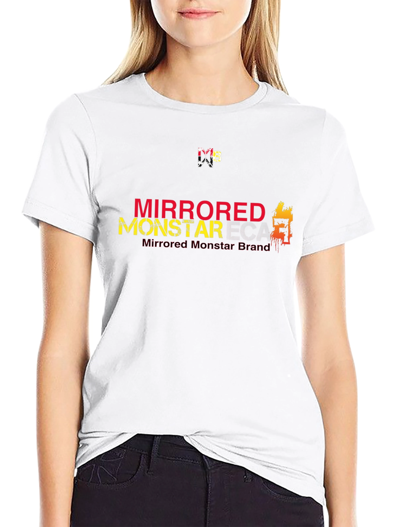 Mirrored Monstar Graphic Tee - Stylish Black T-Shirt